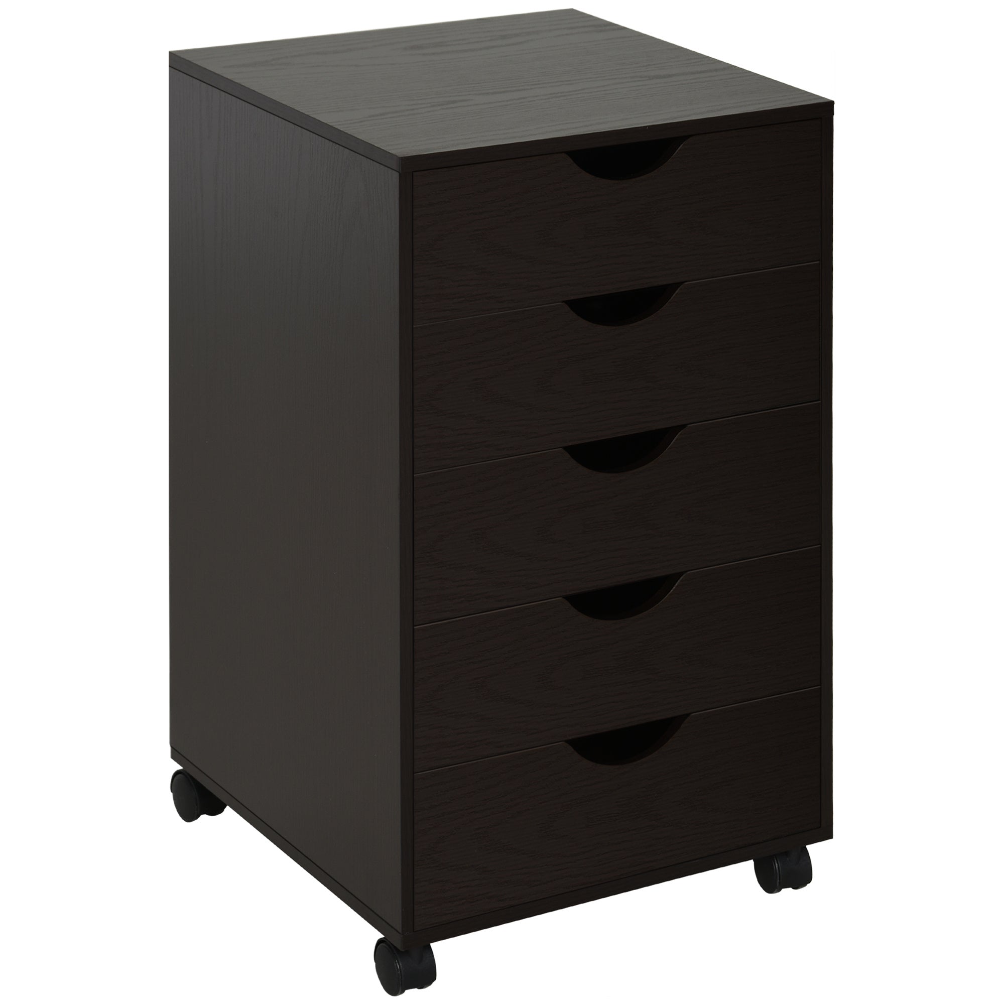 5 Drawer File Cabinet Storage Organizer Filing Cabinet with Nordic Minimalist Modern Style & Wheels, Brown