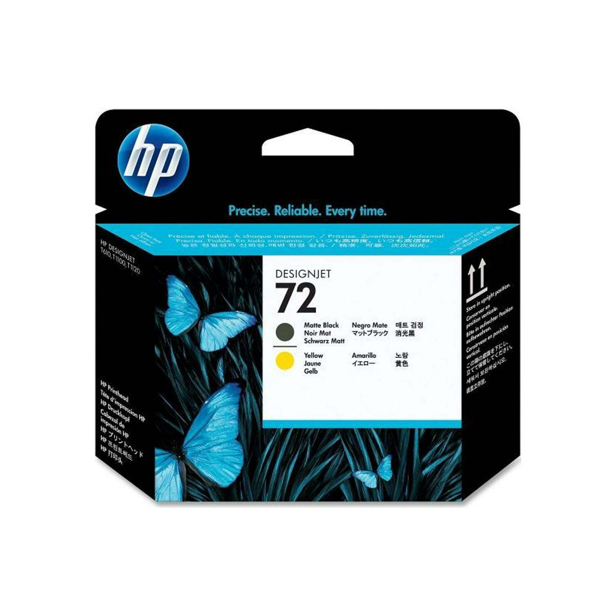 HP 72 Matte Black/Yellow DesignJet Ink Cartridges, 2-Pack (C9384A)