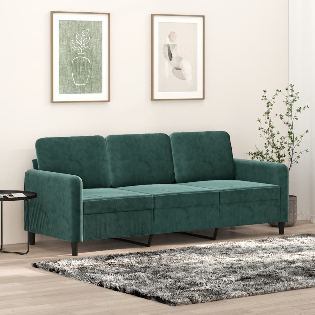 3-Seater Sofa Dark Green 70.9" Velvet