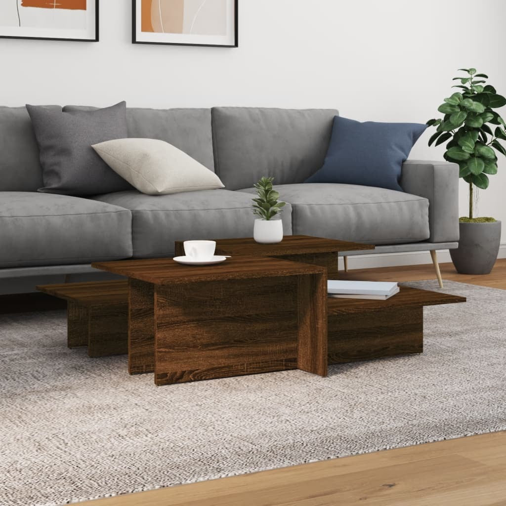 Coffee Tables 2 pcs Brown Oak Engineered Wood