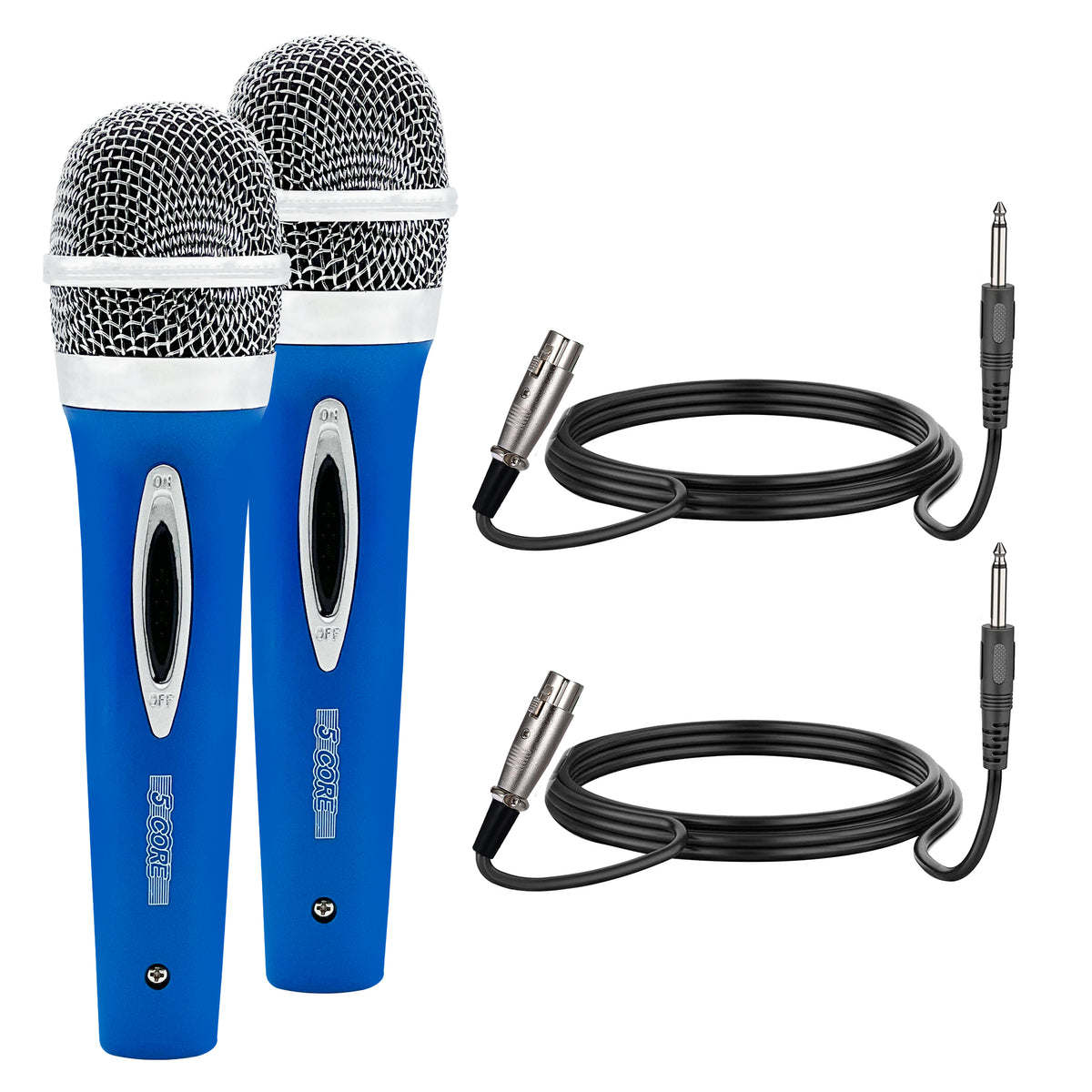 5 Core Microphone Wired Handheld Microphone Unidirectional Vocal Cardioid Mic with Detachable 10ft XLR Cable, Clip, Mesh Grille & ON/Off Switch Suited for Speakers, Amp, Karaoke Singing - PM 286 BLU