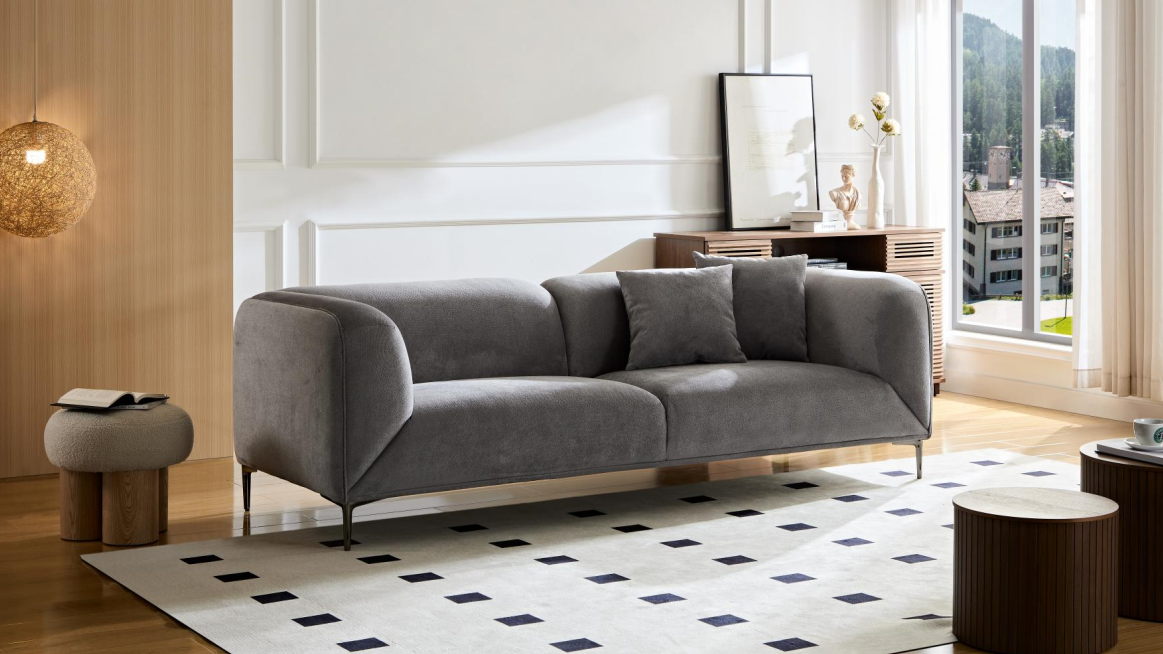 WKS2G Light gray sofa can be placed in the studio, living room, attic multiple scenes, modern style simple fashion, size 89.37* 35.43* high 28.74 inches