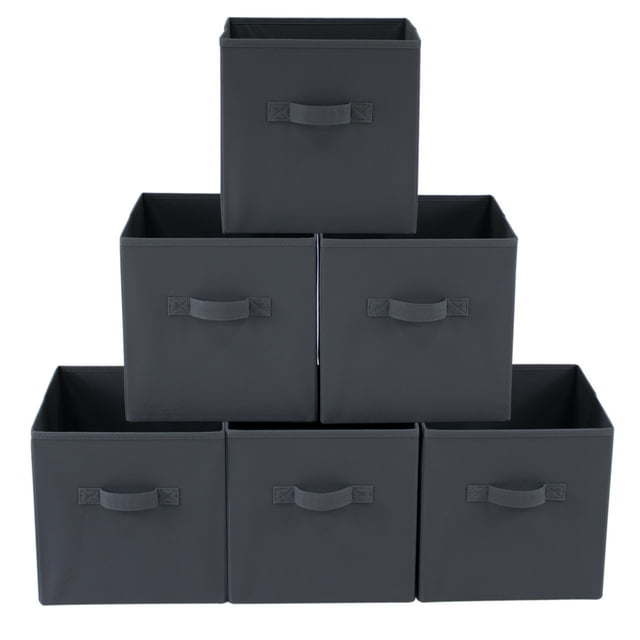 Collapsible Cube Fabric Storage Bins (10.5" x 10.5"), 6 Pack