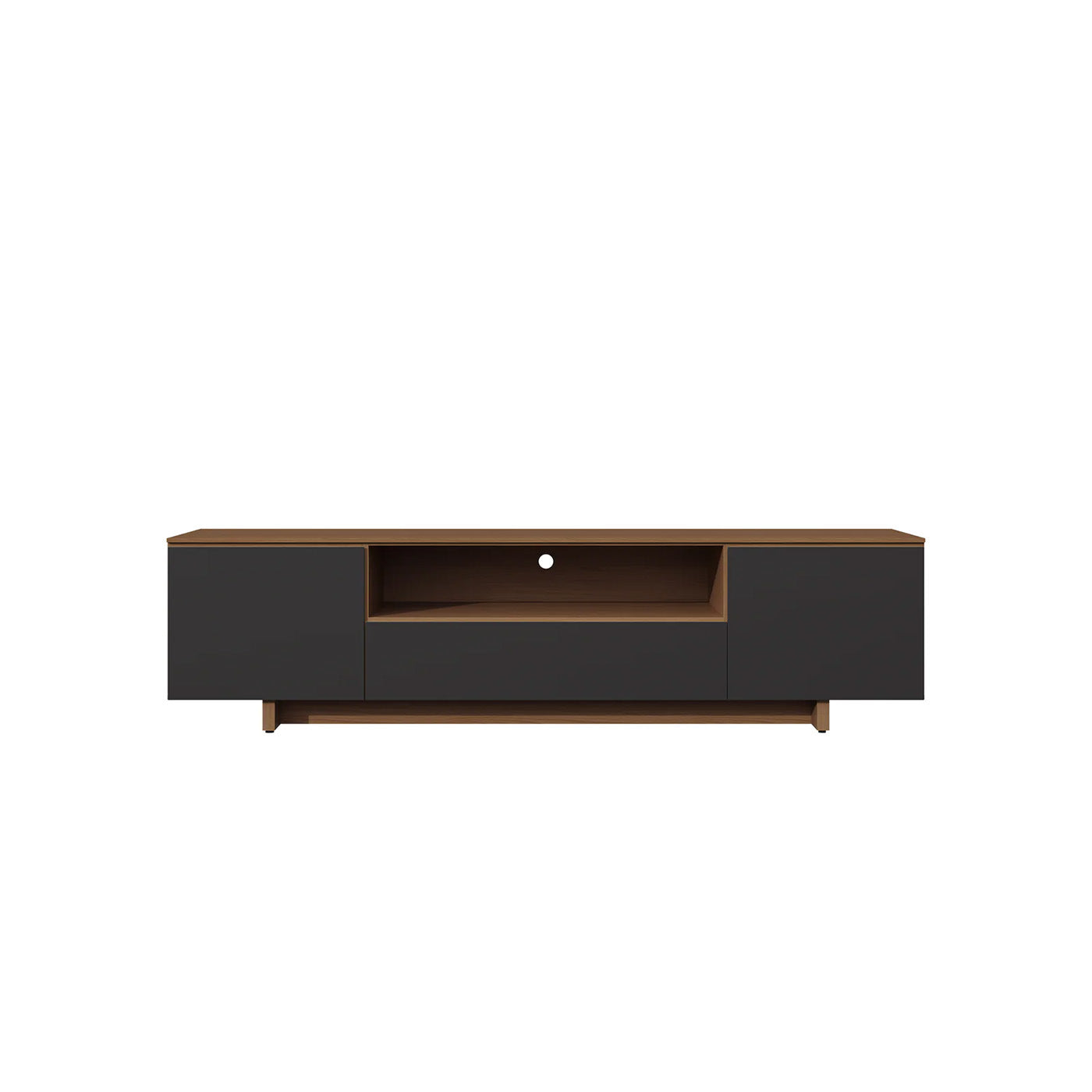 Black Color Modern Walnut Wood TV Stand 78.7 x 15.7 x 18.8 in