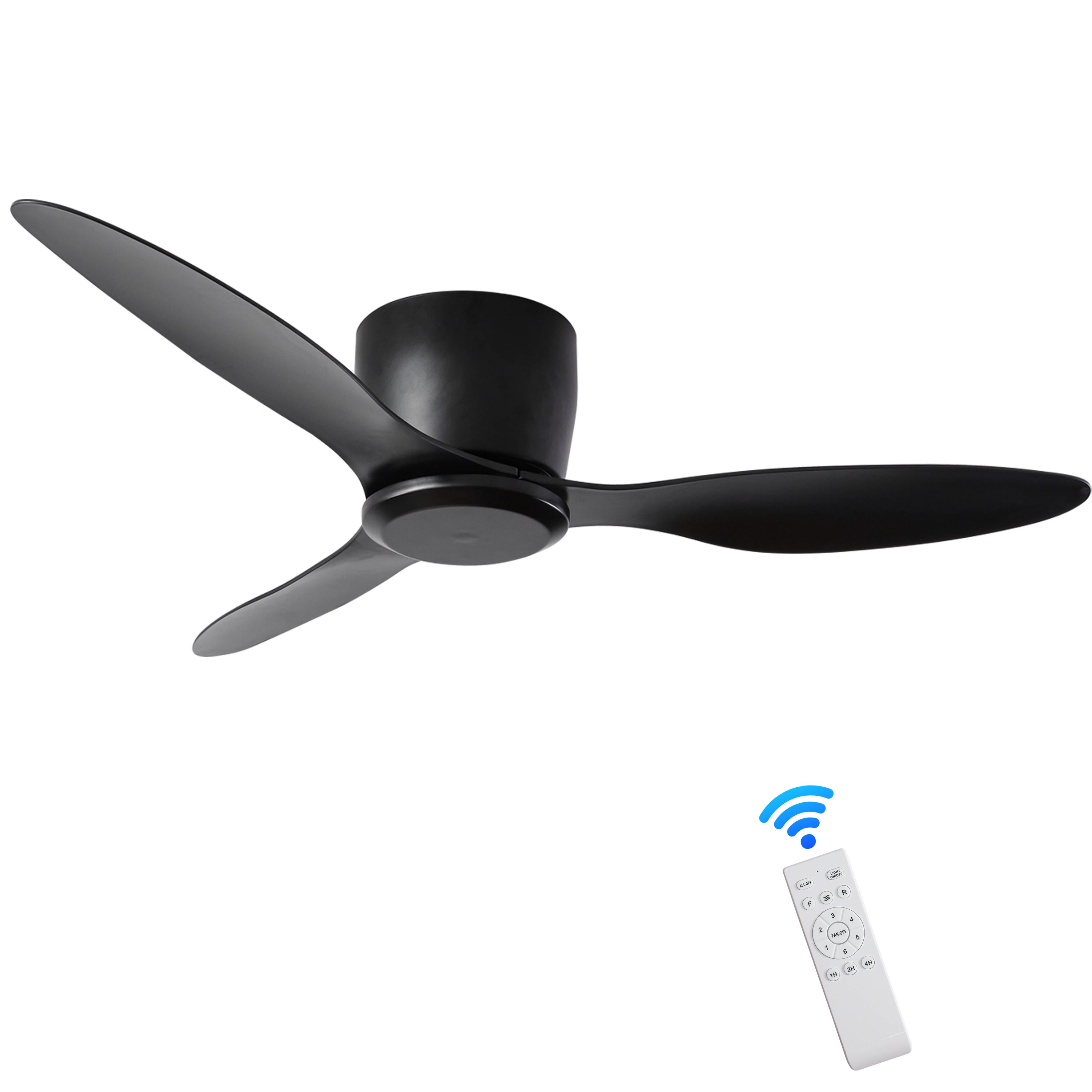 42" Flush Mount Ceiling Fan without light, 3 Reversible Blades, with 6 Speeds Reversible DC Motor,Low Profile Ceiling Fan with no light for Living Room Kitchen Bedroom