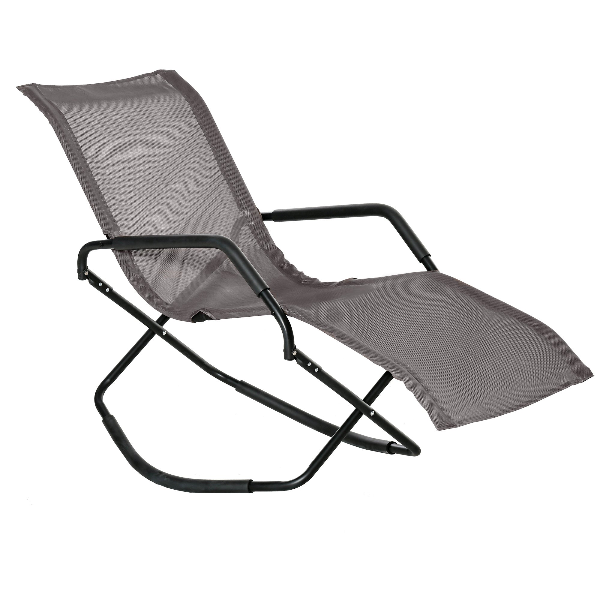 Rocking Sun Lounger, Chaise Lounge Rocker for Sunbathing, Sun Tanning, Foldable, Portable Outdoor Patio Chair, Brown