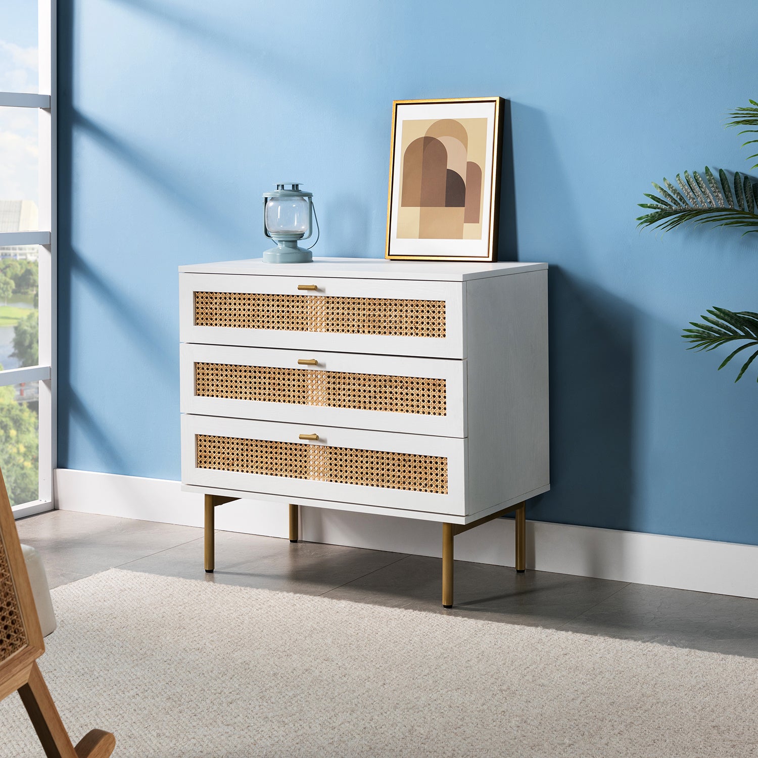 Terus Tall 3-Drawer Bachelor Chest White