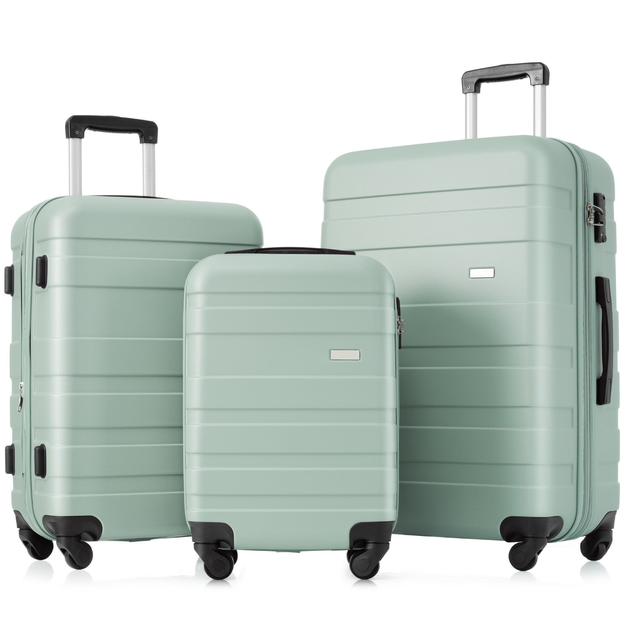 Luggage Sets New Model Expandable ABS Hardshell 3pcs Clearance Luggage Hardside Lightweight Durable Suitcase sets Spinner Wheels Suitcase with TSA Lock 20''24''28''( Green)