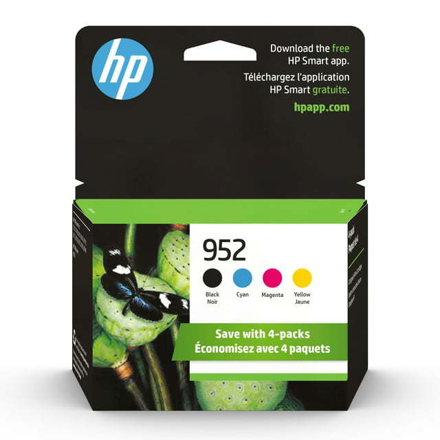 HP 952 Ink Cartridges - Black, Cyan, Magenta, Yellow, 4 Cartridges (X4E07AN)