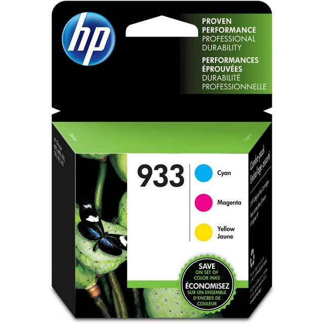 HP 933 Ink Cartridges - Cyan, Magenta, Yellow, 3 Cartridges (N9H56FN)