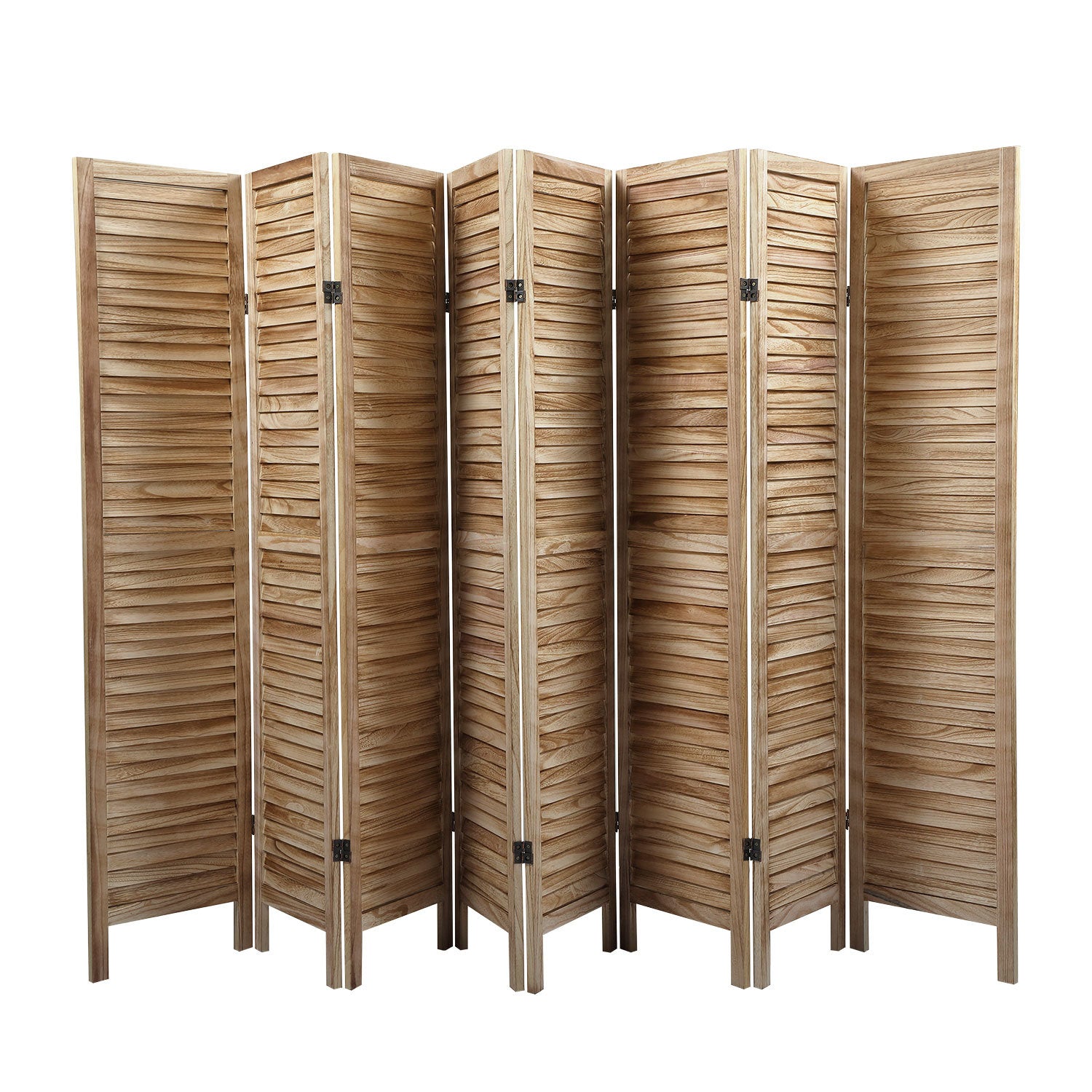 Sycamore wood 8 Panel Screen Folding Louvered Room Divider - light burn