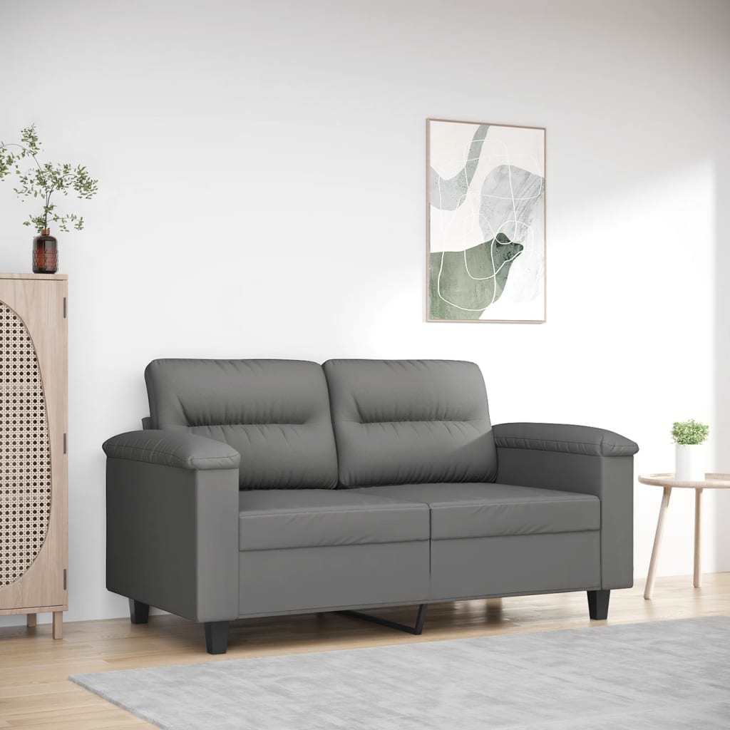 2-Seater Sofa Dark Gray 47.2" Microfiber Fabric