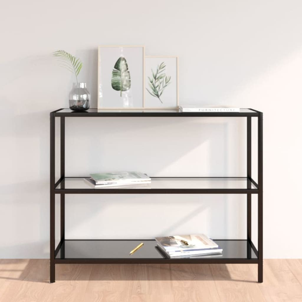 Shelf Transparent and Black 39.4"x14.2"x35.4" Tempered Glass