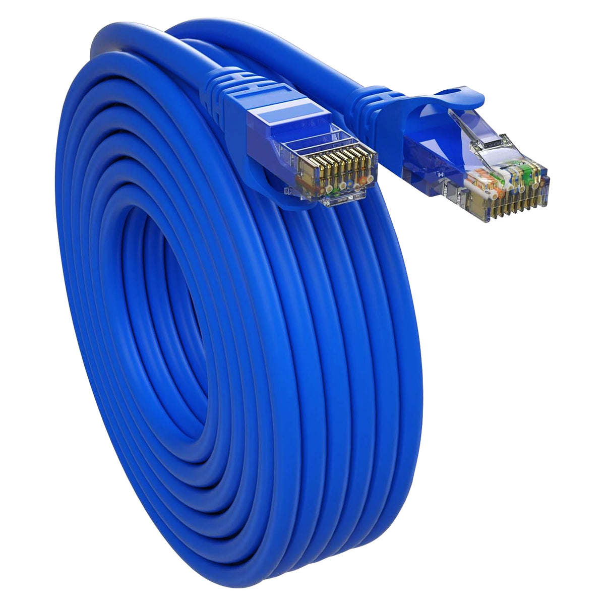 5 Core Cat 6 Ethernet Cable • 20 ft 10Gbps Network Patch Cord • High Speed RJ45 Internet LAN Cable w Gold-Plated Connectors • for Router, Modem, PC, Gaming, PS5, Xbox- ET 20FT BLU