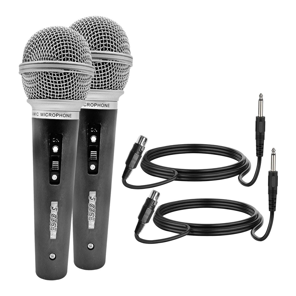 5 Core Microphone Wired Dynamic Vocal Handheld Karaoke Mic Pair Cardioid Unidirectional Microfono w On and Off Switch Includes XLR Audio Cable for Singing, Public Speaking & Parties PM 58 2 PCS