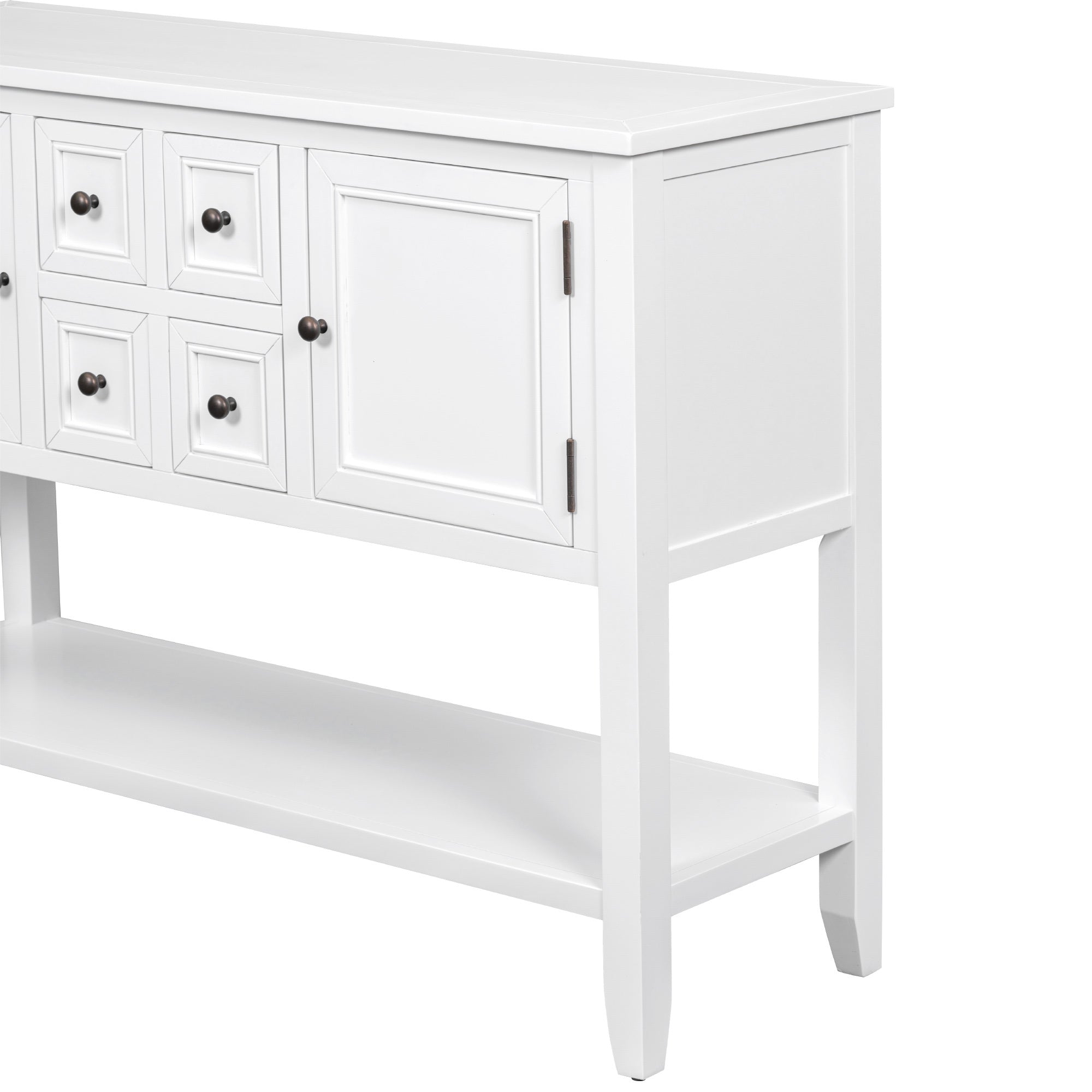 TREXM Cambridge Series Ample Storage Vintage Console Table with Four Small Drawers and Bottom Shelf for Living Rooms, Entrances and Kitchens (White, OLD SKU: WF190263AAA)