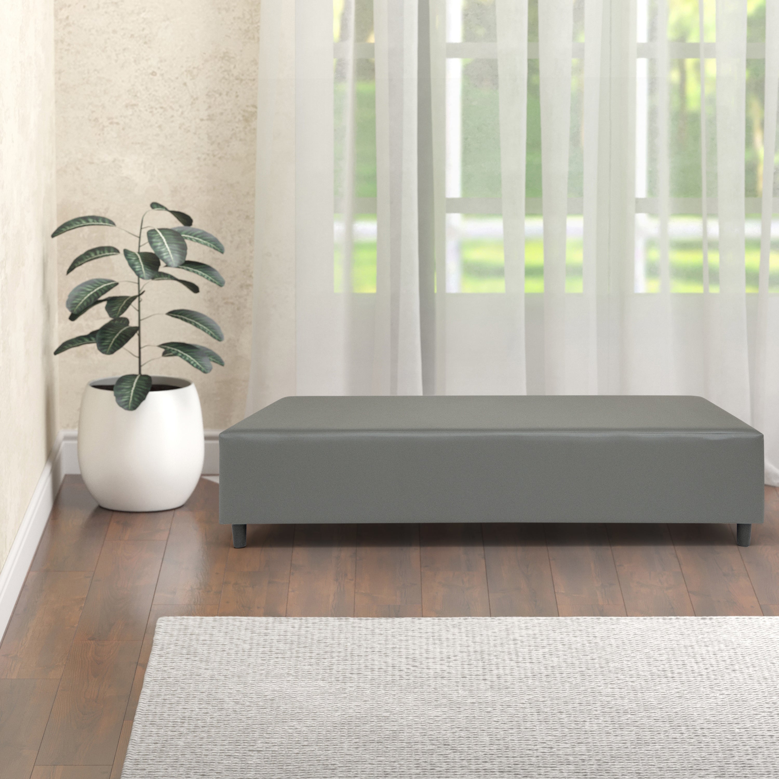 Grey Faux Leather Snicker Bench, Modern Seating Bench for Living Room, Bedroom and Apartment with Solid Wood Frame