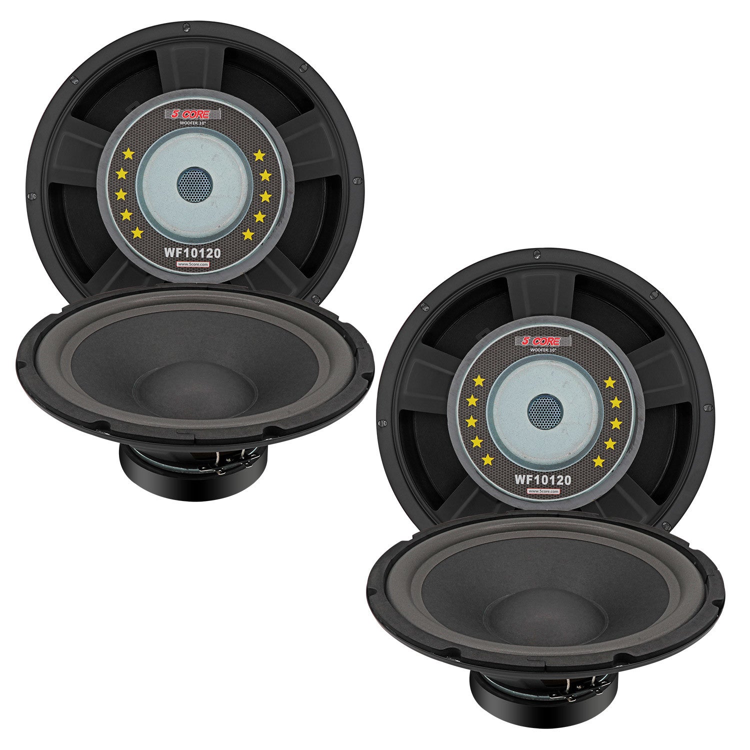 5 Core 10 Inch Woofer 750W PMPO Subwoofer Speakers 4 Ω 75W RMS Raw Replacement Pro Audio DJ Sub Woofers - WF 10120 4OHM