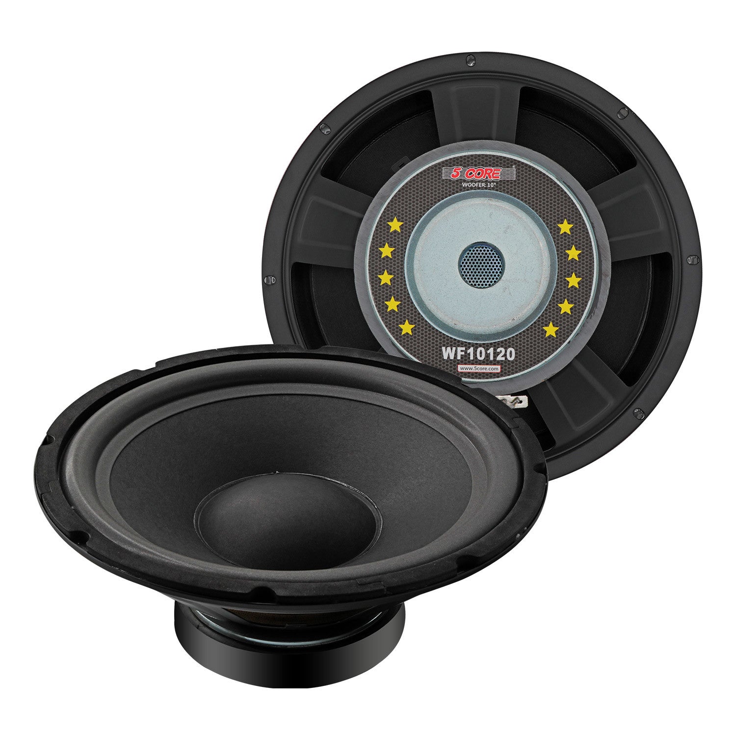 5 Core 10 Inch Woofer 750W PMPO Subwoofer Speakers 4 Ω 75W RMS Raw Replacement Pro Audio DJ Sub Woofers - WF 10120 4OHM