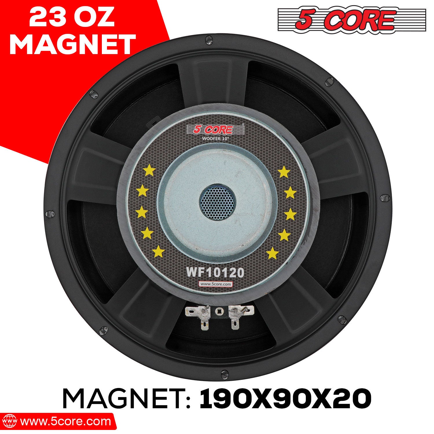 5 Core 10 Inch Woofer 750W PMPO Subwoofer Speakers 4 Ω 75W RMS Raw Replacement Pro Audio DJ Sub Woofers - WF 10120 4OHM