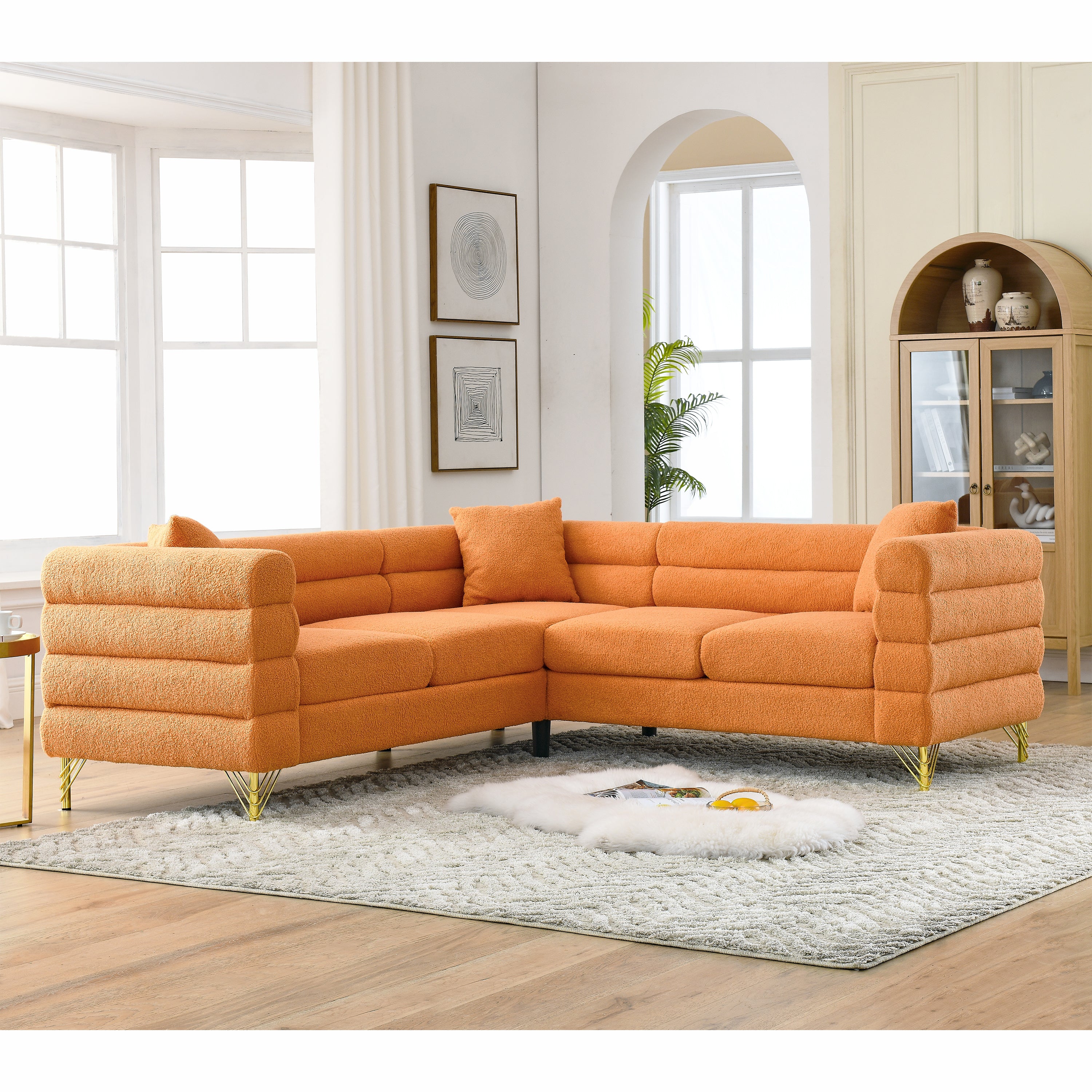 81.5-Inch Oversized Corner Sofa, L-Shaped Sectional Couch, 5-Seater Corner Sofas with 3 Cushions for Living Room, Bedroom, Apartment, Office