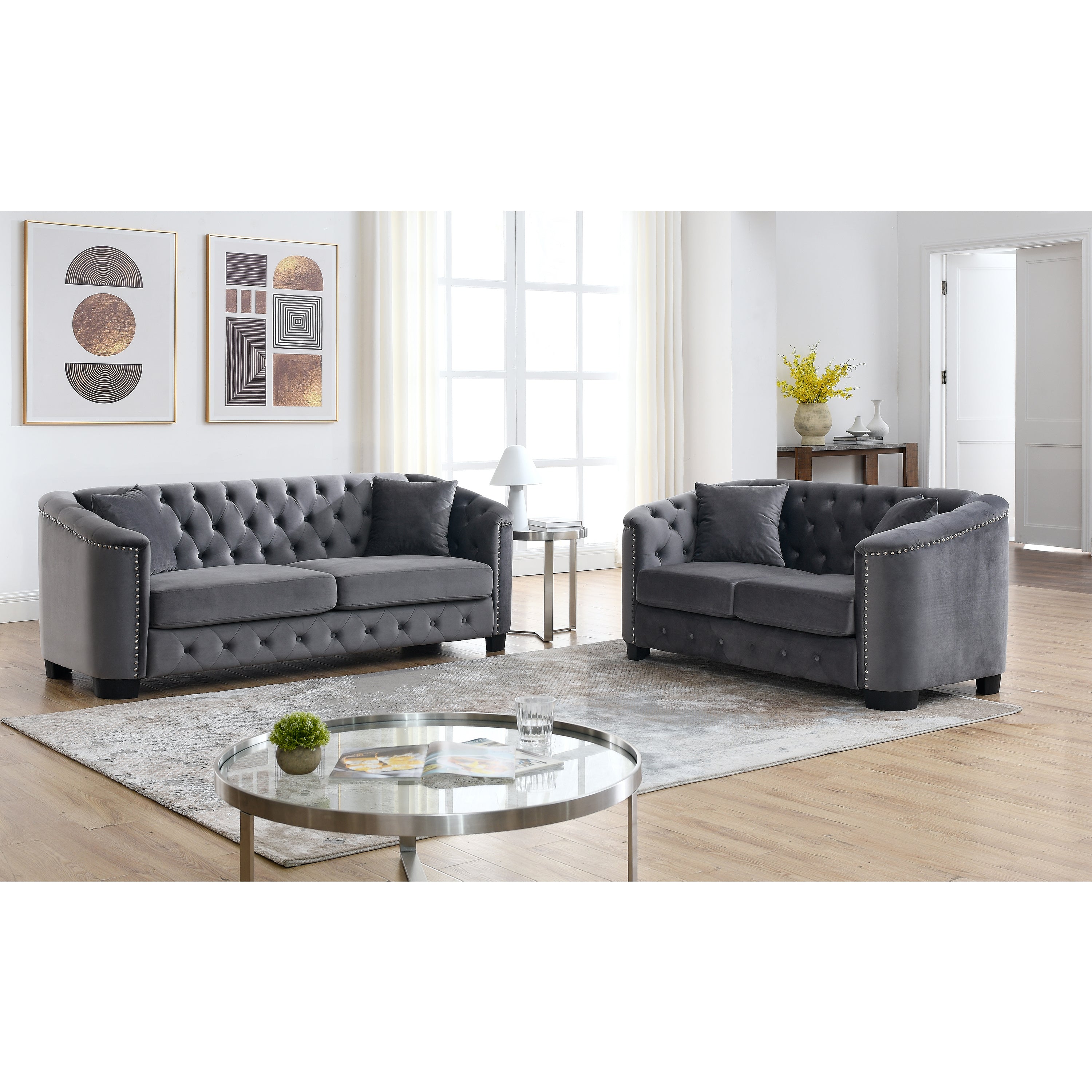 3-seater + 2-seater Combination sofa.Velvet Grey