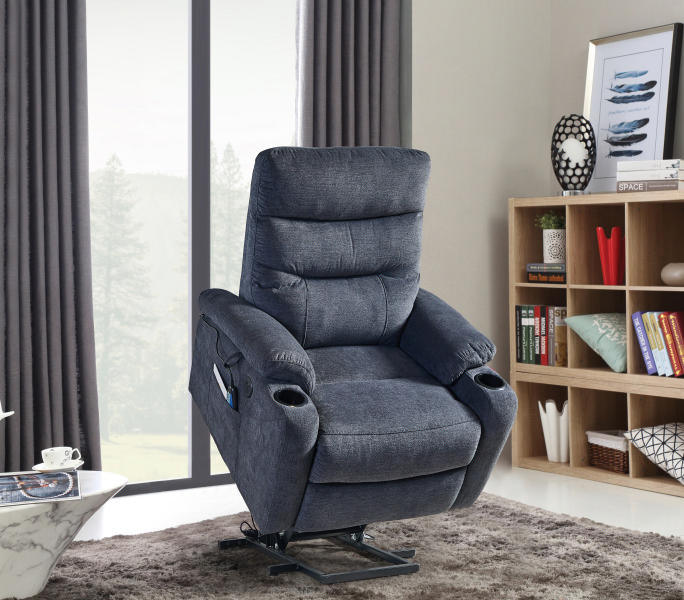 Liyasi Electric Power Lift Recliner Chair with Massage and Heat for Elderly, 3 Positions, 2 Side Pockets, Cup Holders, USB Charge Ports, High-end Quality Cloth Power Reclining Chair For Living Room.