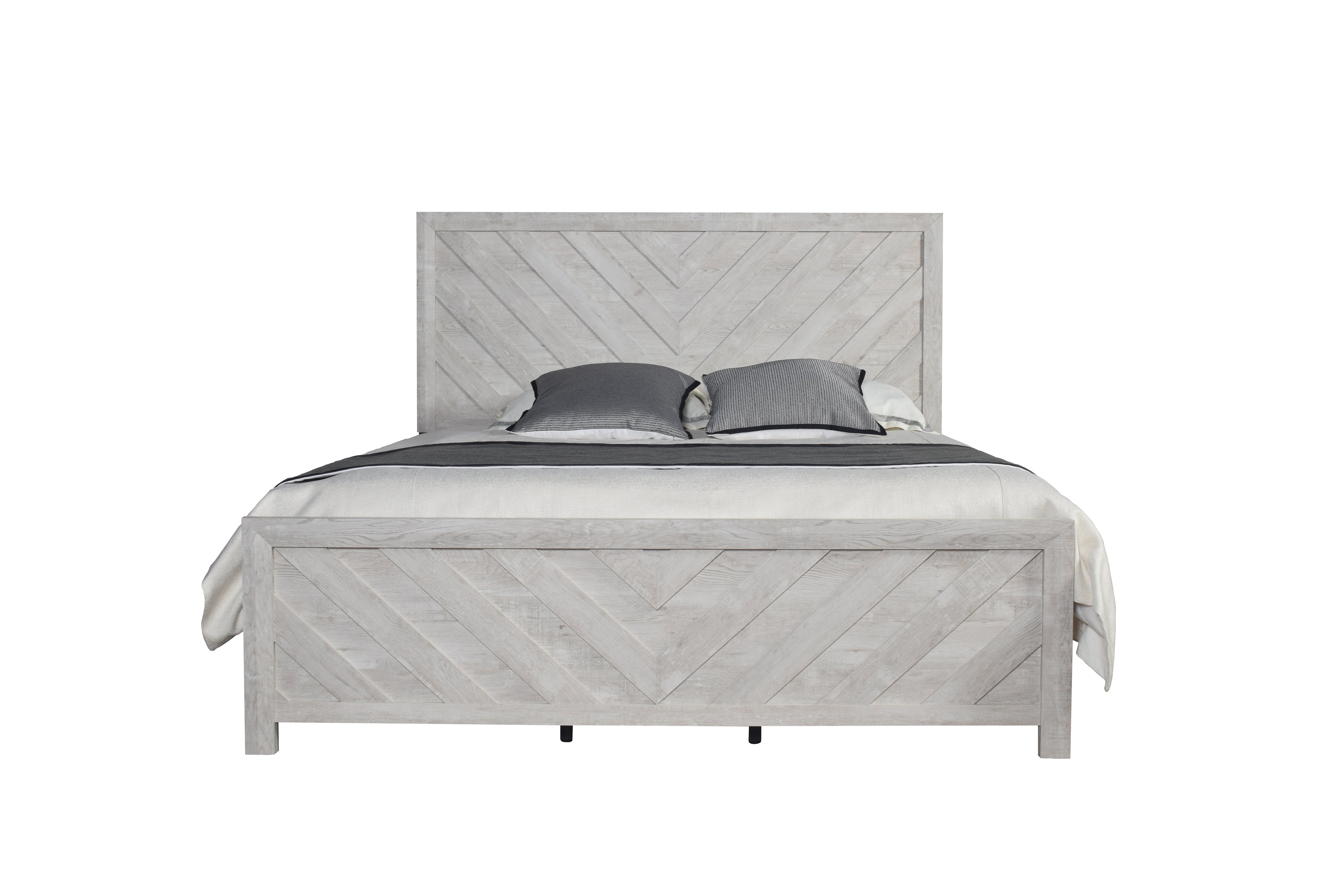 Denver Modern Style King Bed Made with Wood in Gray