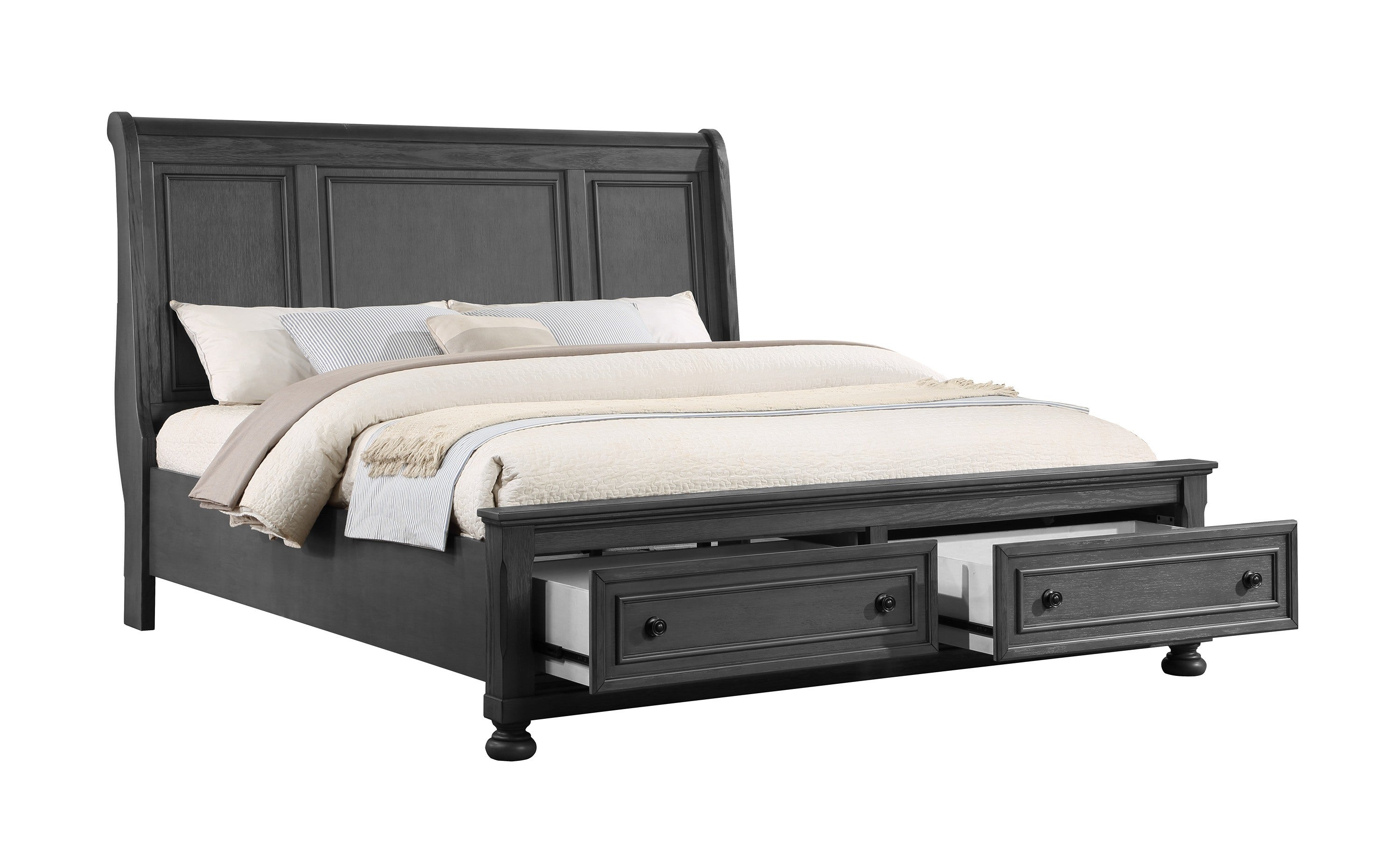 Jackson Modern Style King Bed Made with Wood & Rustic Gray Finish