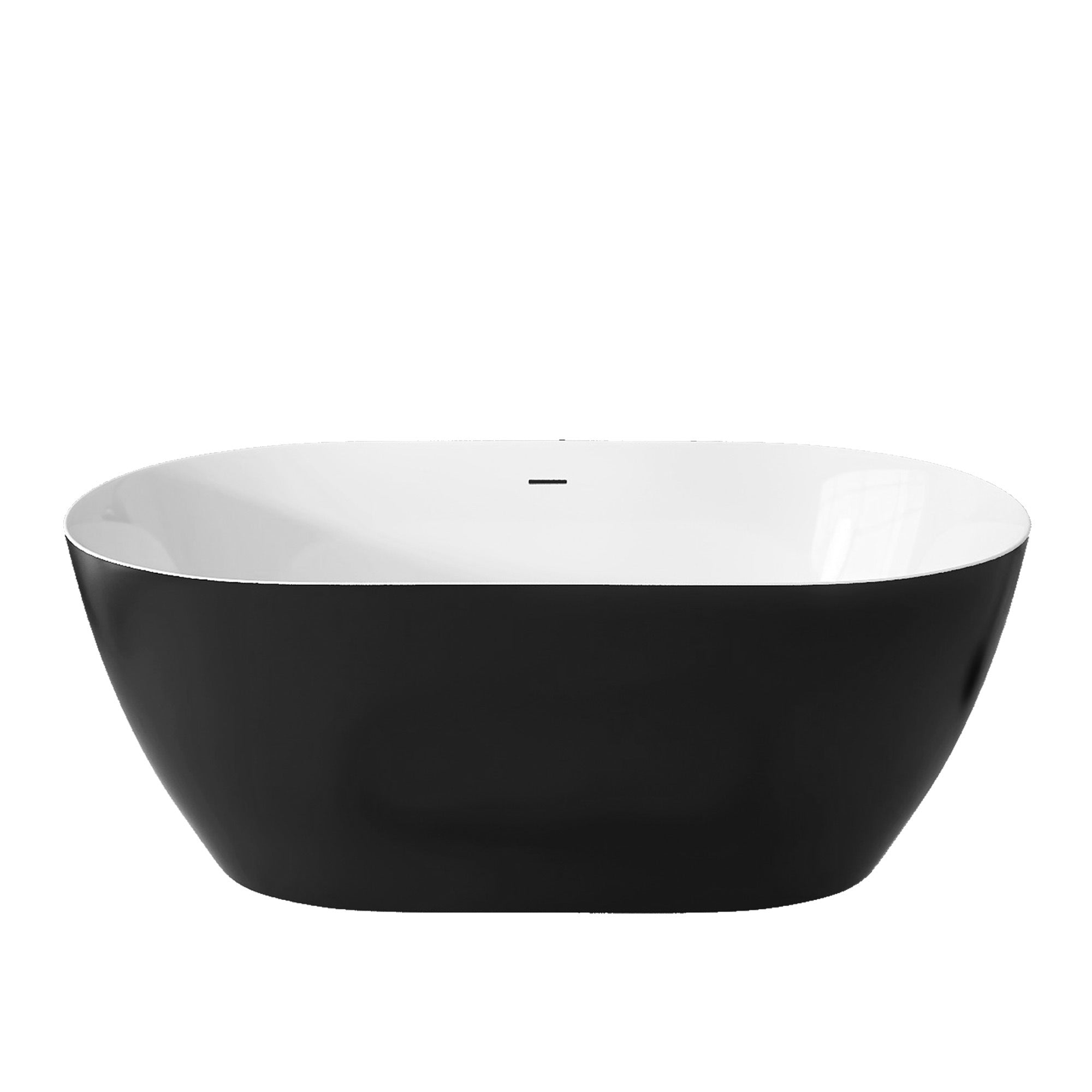 59" Acrylic Free Standing Tub Classic Oval Shape Soaking Tub Adjustable Freestanding Bathtub with Integrated Slotted Overflow and Chrome Pop-up Drain Anti-clogging Matte Black