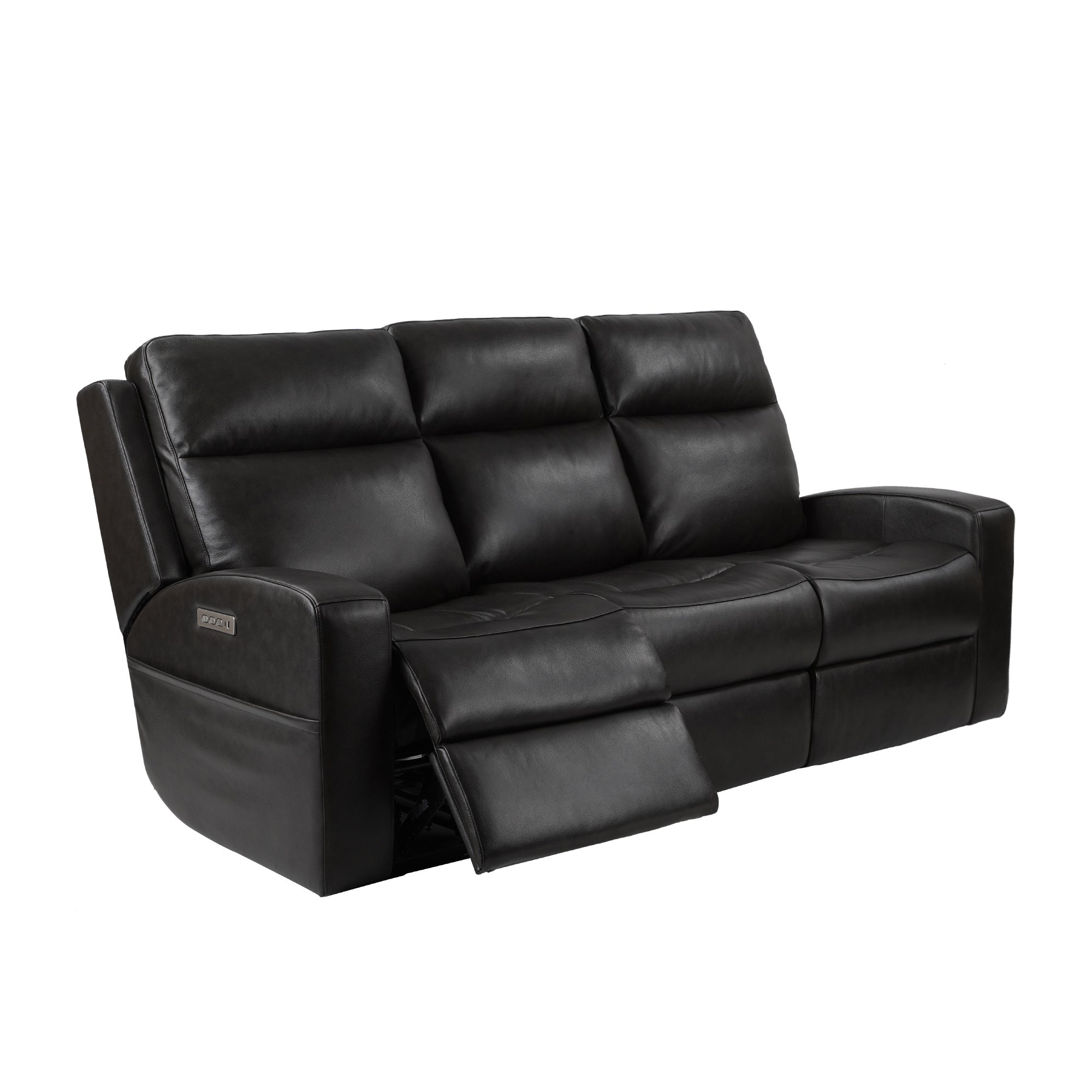 Caleb Triple Power Sofa,Top Grain Leather,Lumbar Support,Adjustable Headrest,Storage Side Pocket,USB & Type C Charger Port (Middle Seat Armless Chair is Stationary)