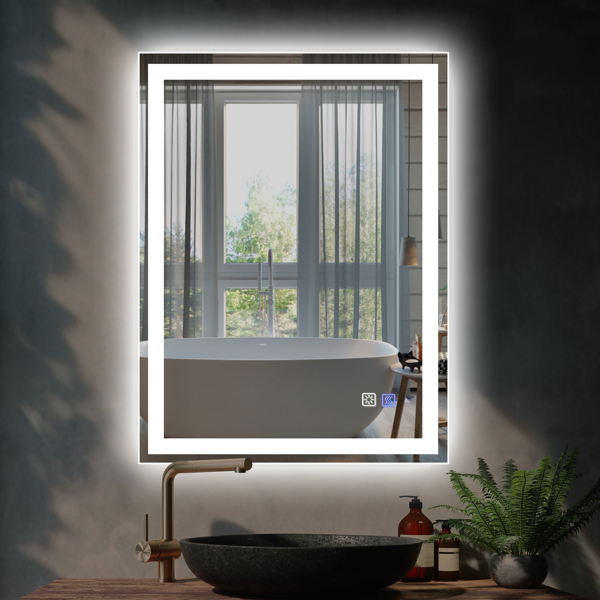 LED Bathroom Vanity Mirror with Light,24*32 inch, Anti Fog, Dimmable,Color Temper 5000K,Backlit + Front Lit,Both Vertical and Horizontal Wall Mounted Vanity Mirror(24x32)