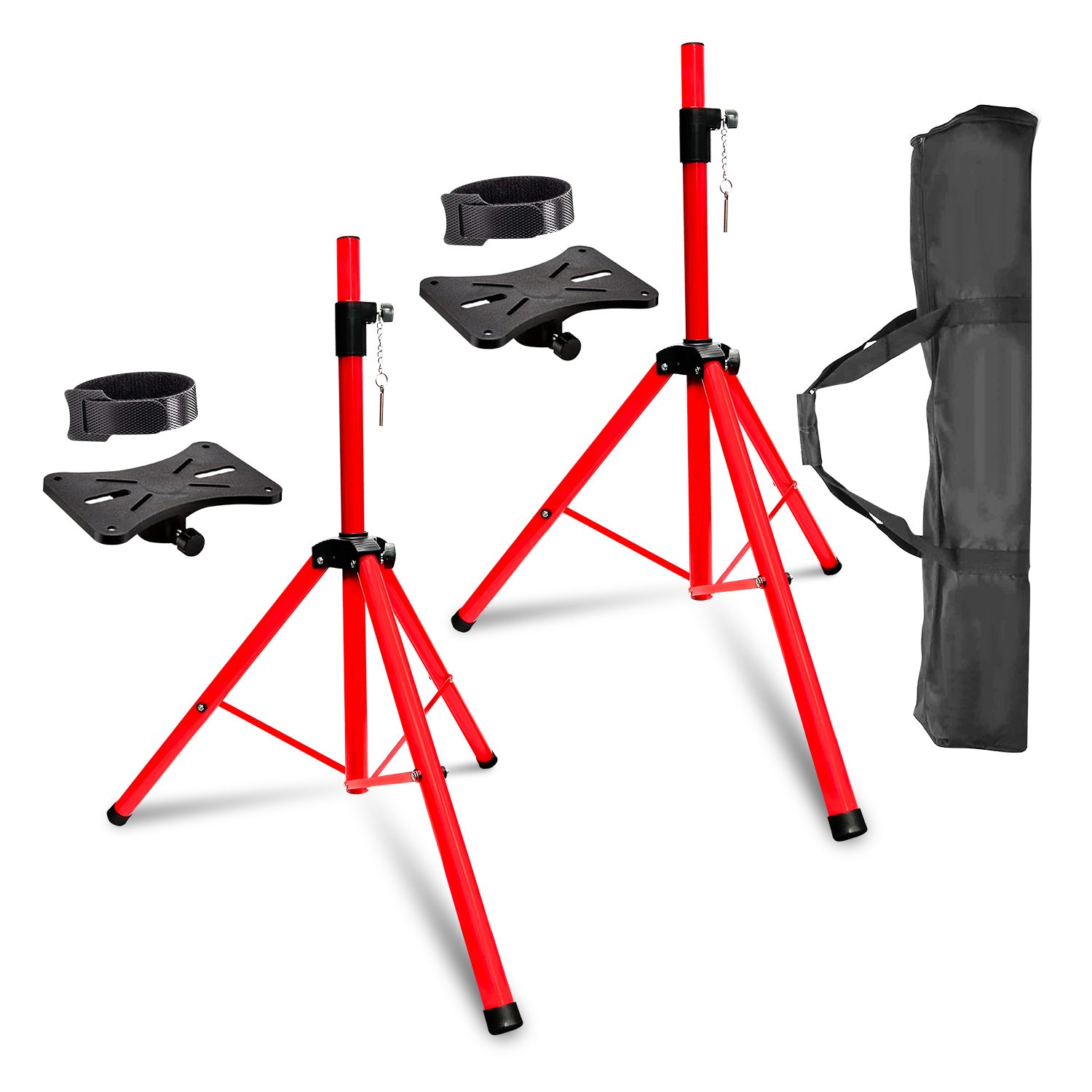 5 Core PA Speaker Stand Tripod Heavy Duty Adjustable Height 40 to 72 inches Professional DJ Stands w Mounting Bracket, Tie & Carrying Bag for Large Speakers Supports 132 lbs 35mm Insert SS HD 1PK RED