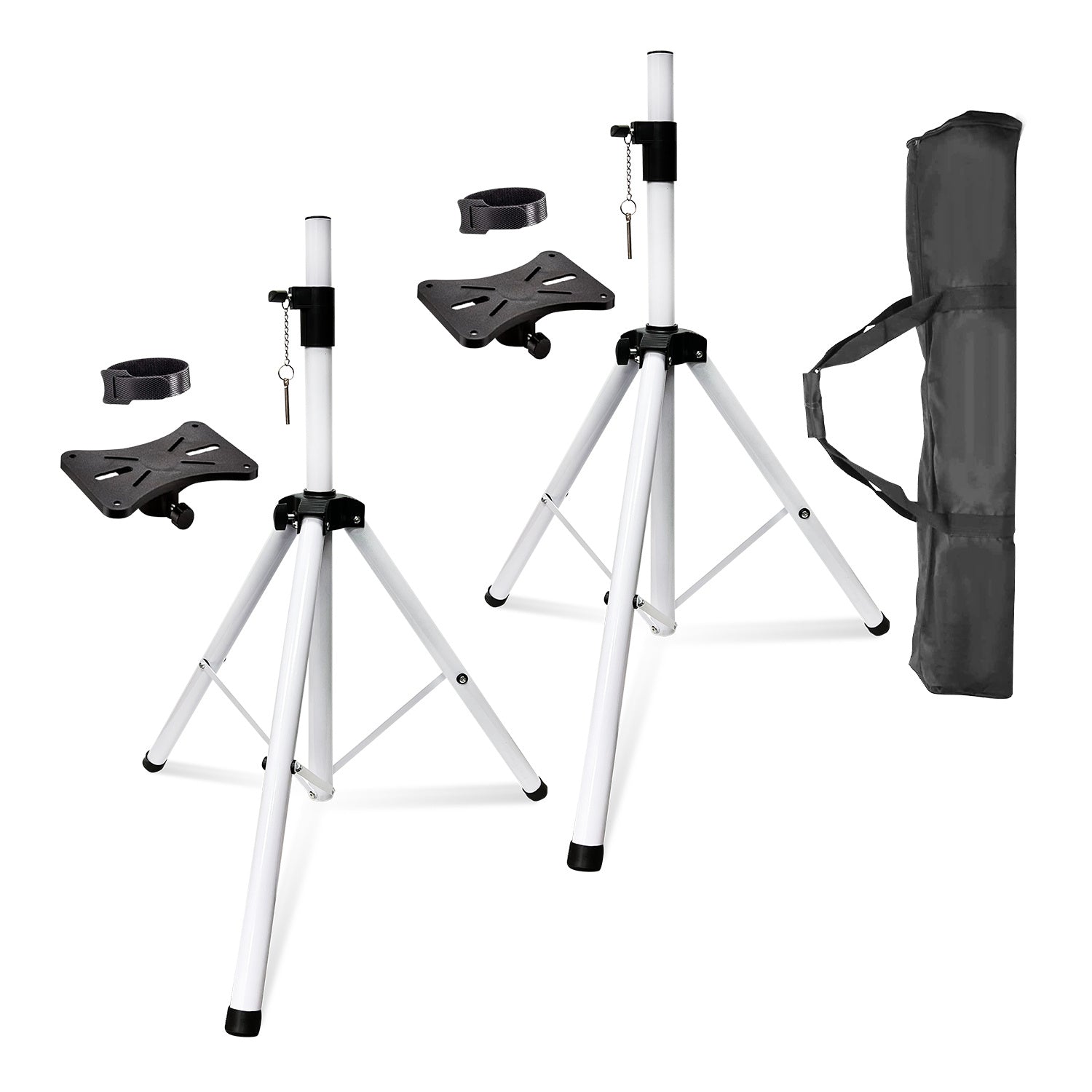 5 Core PA Speaker Stand Tripod Heavy Duty Adjustable Height 40 to 72 inches Professional DJ Stands w Mounting Bracket Tie & Carrying Bag for Large Speakers Supports 132 lbs 35mm Insert - SS HD 1PK WH