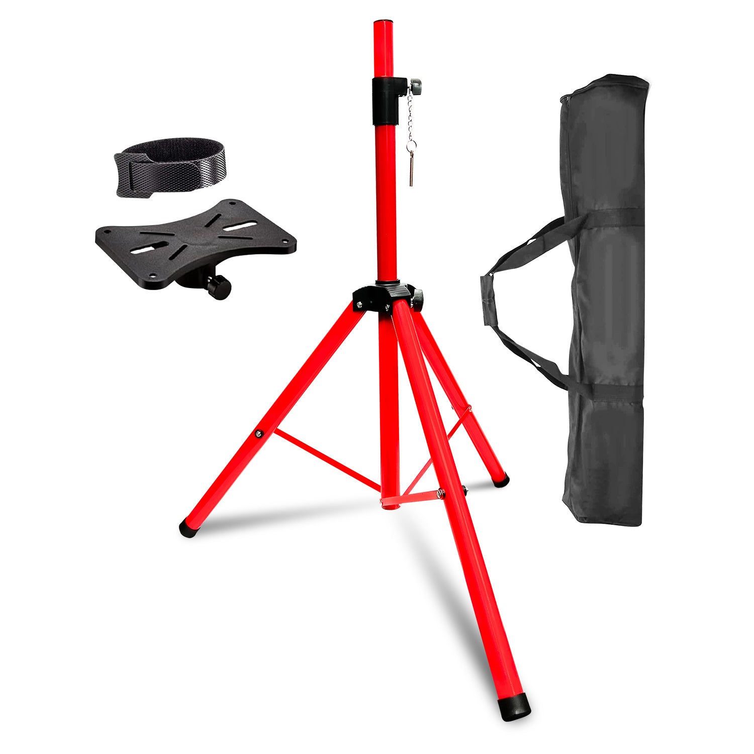 5 Core PA Speaker Stand Tripod Heavy Duty Adjustable Height 40 to 72 inches Professional DJ Stands w Mounting Bracket, Tie & Carrying Bag for Large Speakers Supports 132 lbs 35mm Insert SS HD 1PK RED