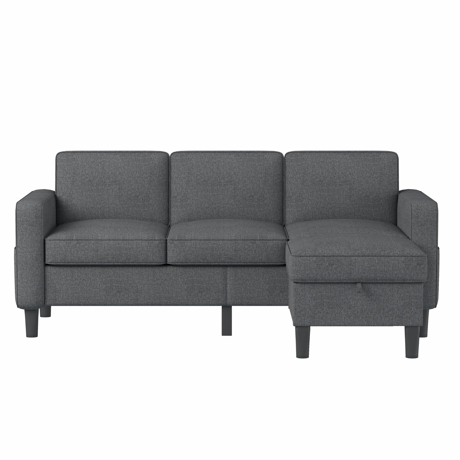 Best Choice Products Upholstered Sectional Sofa for Home, Apartment, Dorm, Bonus Room, Compact Spaces w/Chaise Lounge, 3-Seat, L-Shape Design, Reversible Ottoman Bench, 680lb Capacity - Gray