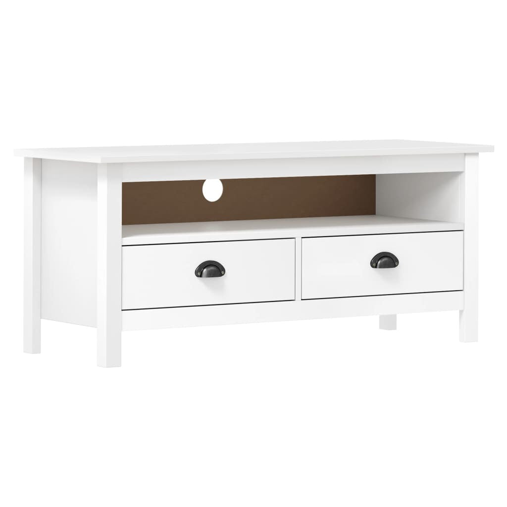 TV Stand Hill White 43.3"x15.7"x18.5" Solid Pine Wood