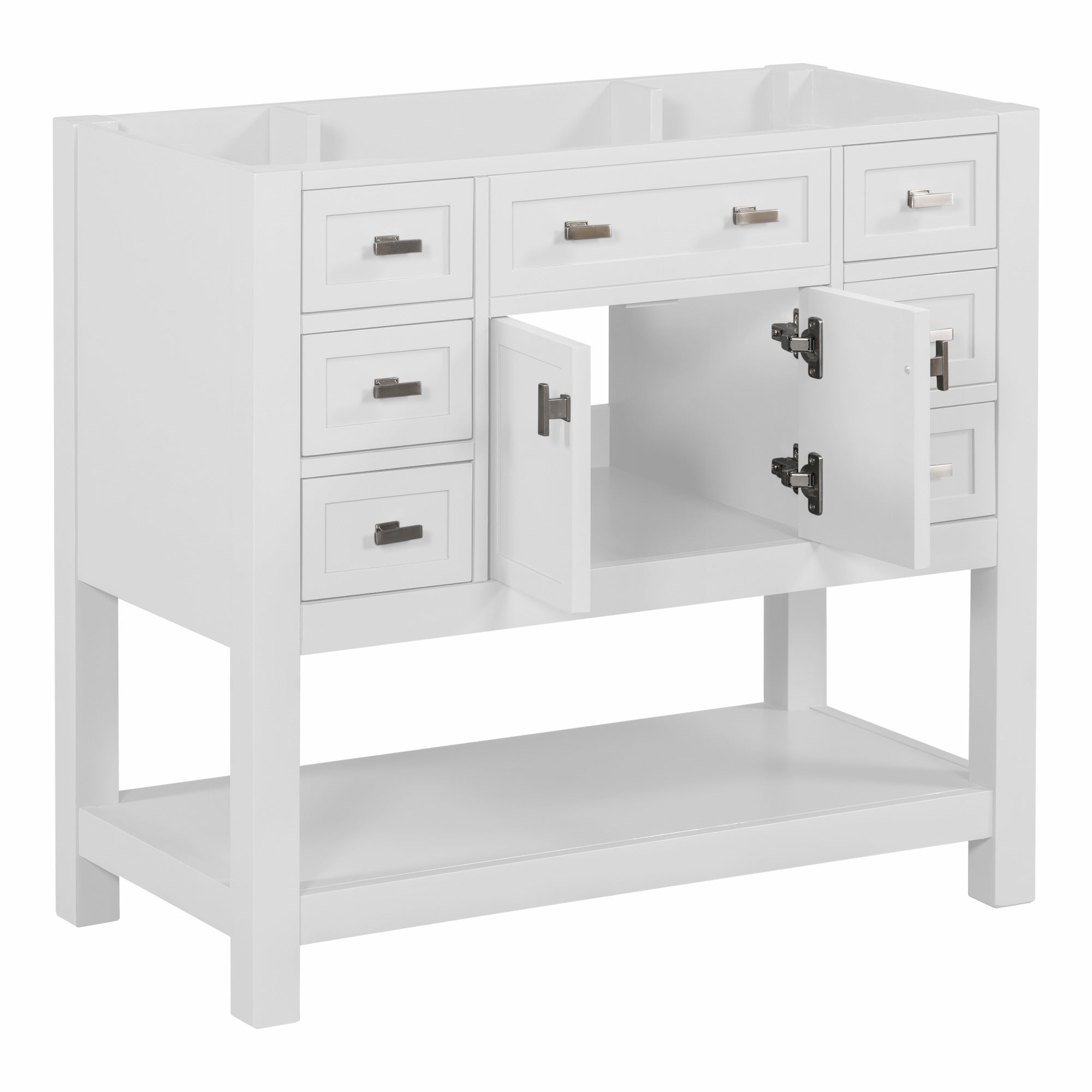 36'' Bathroom Vanity without Top Sink, White Cabinet only, Modern Bathroom Storage Cabinet with 2 Soft Closing Doors and 6 Drawers (NOT INCLUDE BATHROOM VANITY SINK)