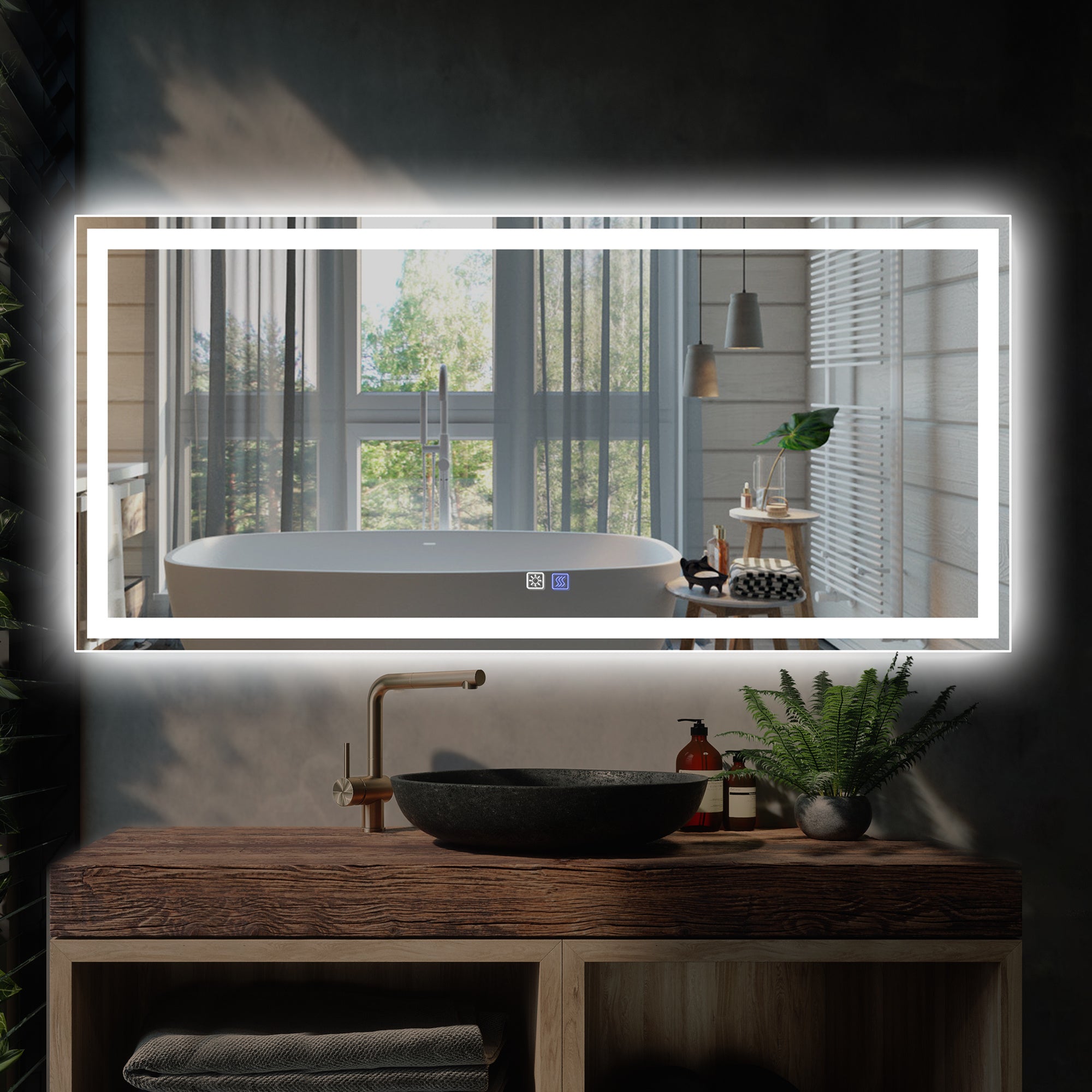 LED Bathroom Vanity Mirror with Light,60*28 inch, Anti Fog, Dimmable,Color Temper 5000K,Backlit + Front Lit,Both Vertical and Horizontal Wall Mounted Vanity Mirror(60x28)