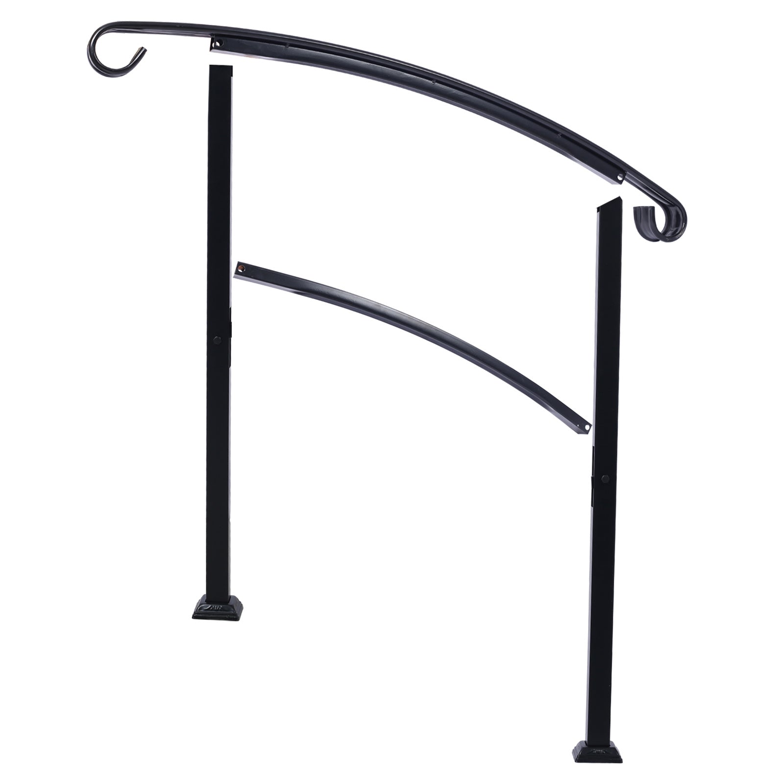 Handrails for Outdoor Steps, Fit 1 or 3 Steps Outdoor Stair Railing, White Wrought Iron Handrail, Flexible Front Porch Hand Rail, Transitional Handrails for Concrete Steps or Wooden Stairs