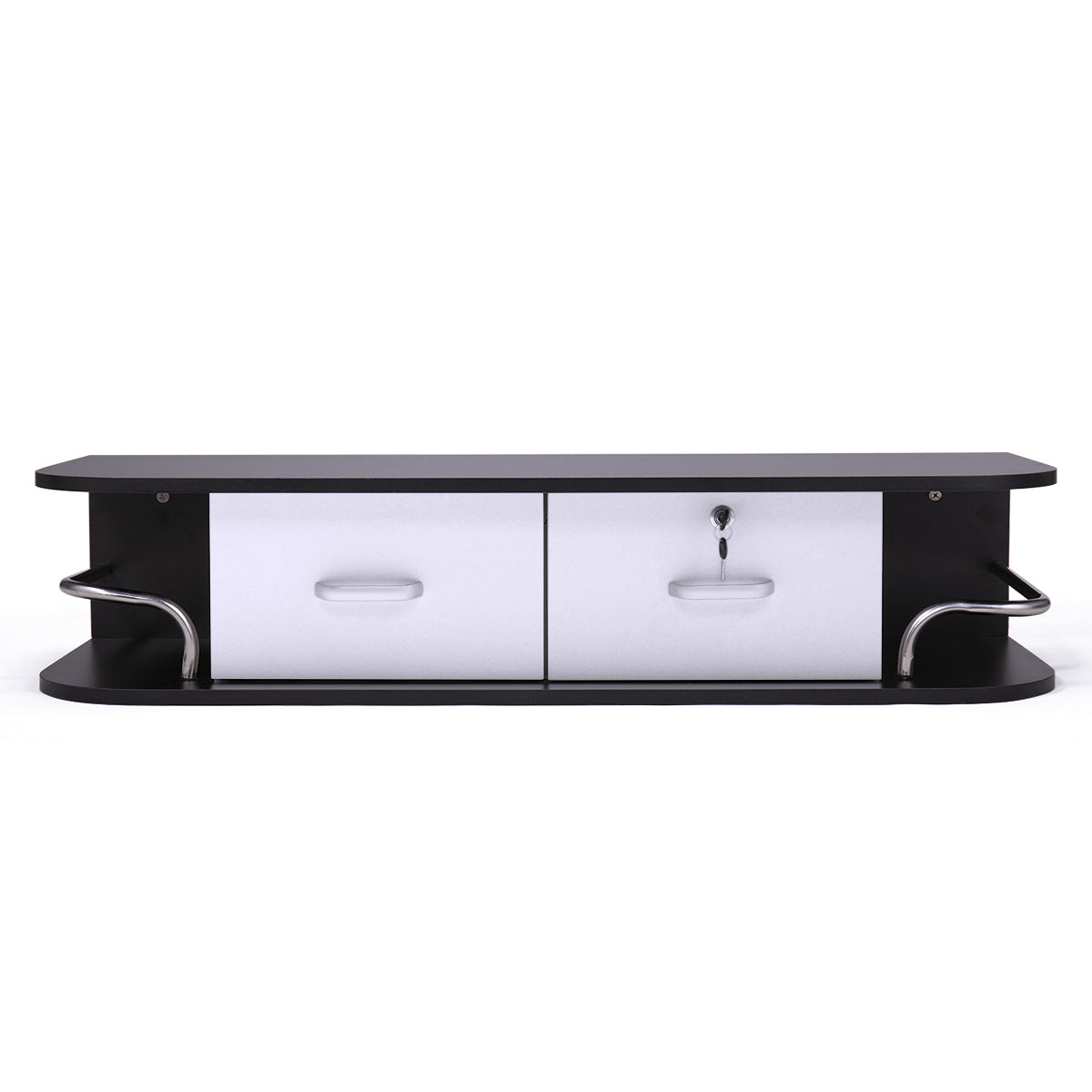 Wall Mounted Barber Station, Beauty Table with Locking Drawer, Beauty Spa Salon Styling Equipment, Black and White