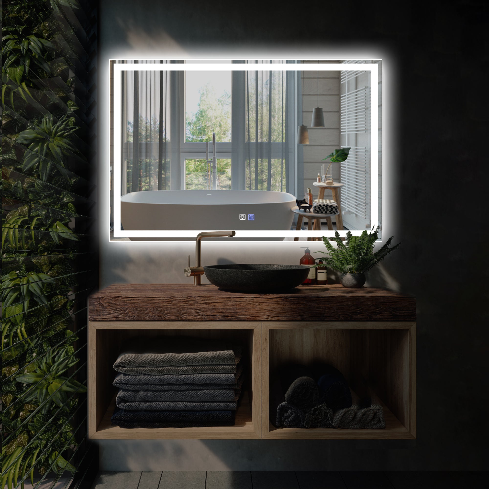 LED Bathroom Vanity Mirror with Light,48*32 inch, Anti Fog, Dimmable,Color Temper 5000K,Backlit + Front Lit,Both Vertical and Horizontal Wall Mounted Vanity Mirror(48x32)