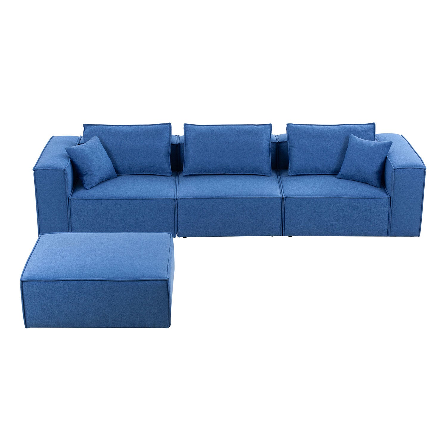 4-Piece Upholstered Sectional Sofa in Blue