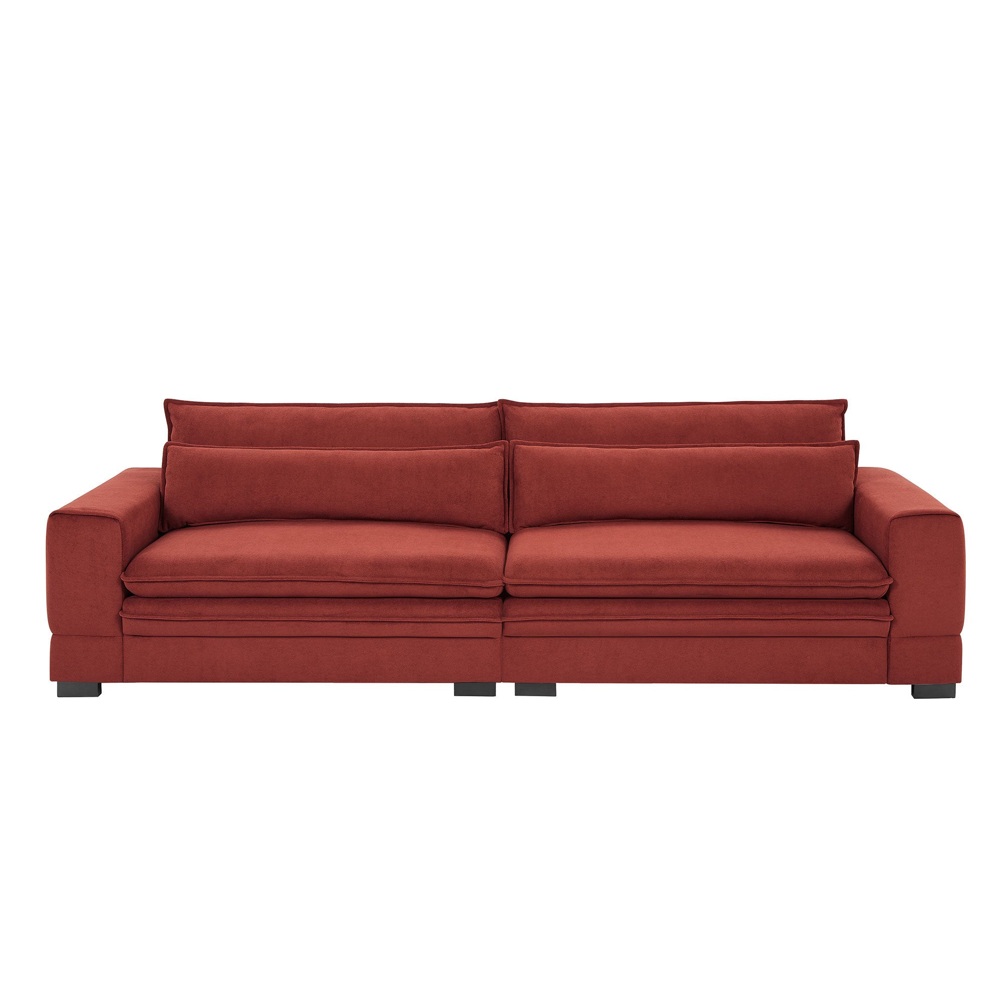 Mid-Century Modern Fabric Sofa, Upholstered Sofa Couch with two pillows Modern Loveseat Sofa for Living Room RED