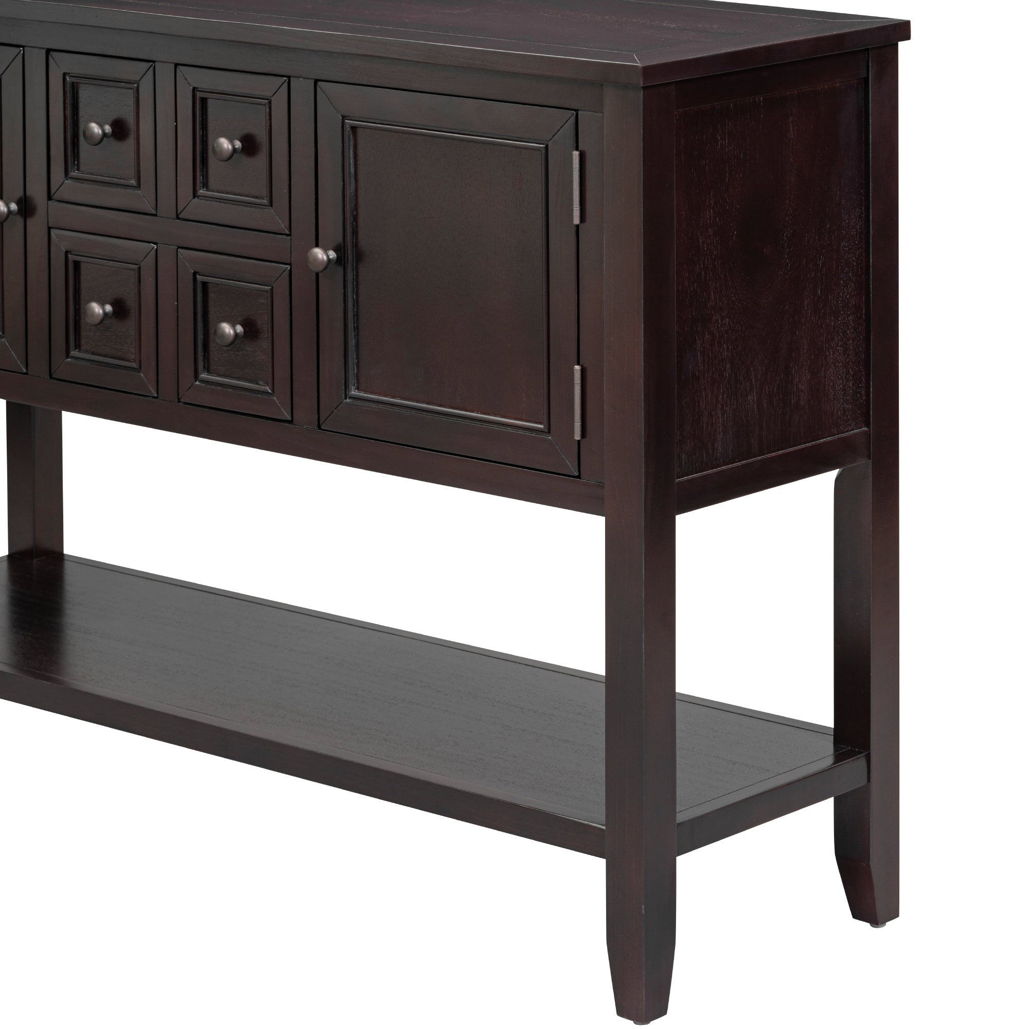 TREXM Cambridge Series Ample Storage Vintage Console Table with Four Small Drawers and Bottom Shelf for Living Rooms, Entrances and Kitchens (Espresso, OLD SKU: WF190263AAP)