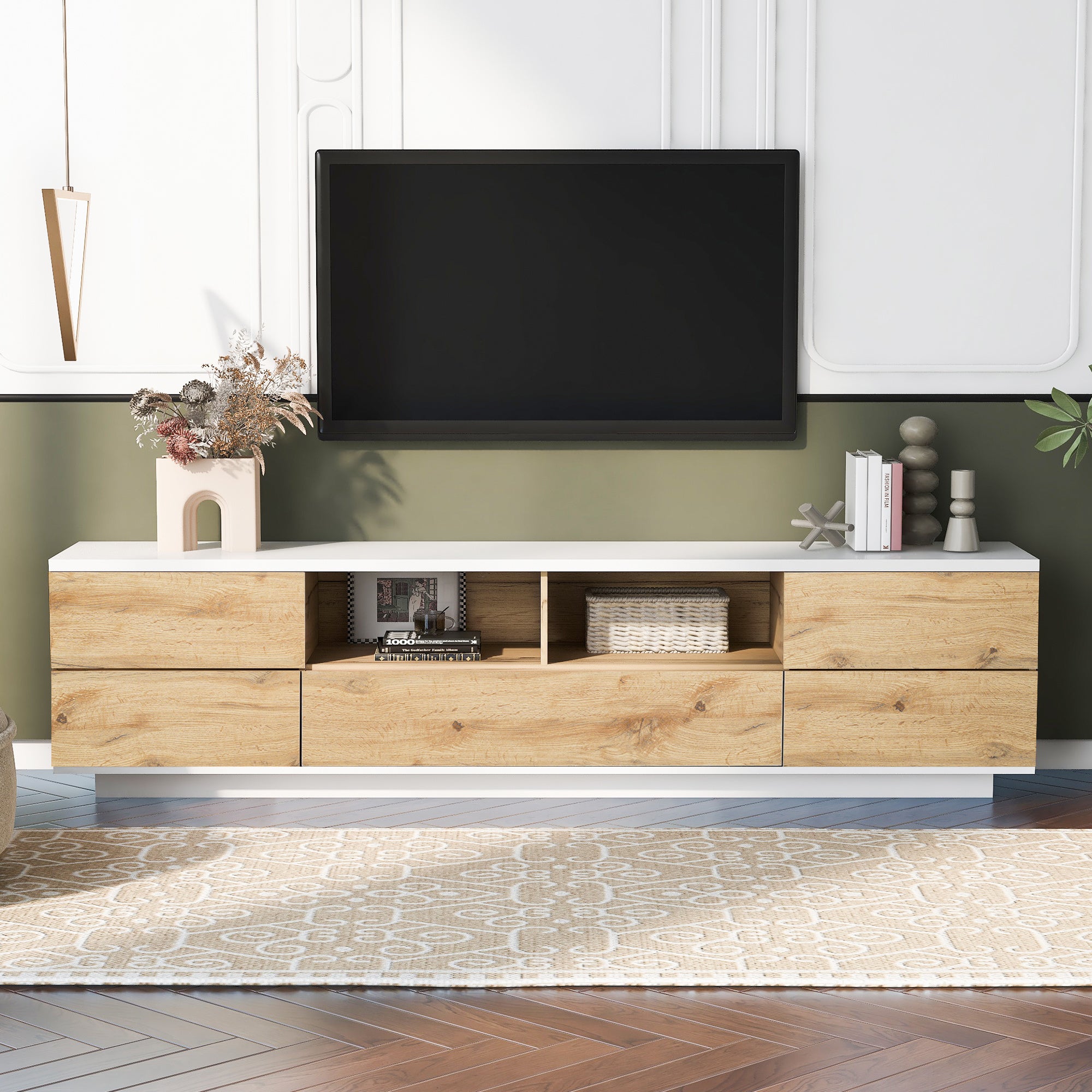 Modern TV stand for TVs up to 80'' , Media Console with Multi-Functional Storage, Entertainment Center with Door Rebound Device, TV cabinet for living room,Bedroom