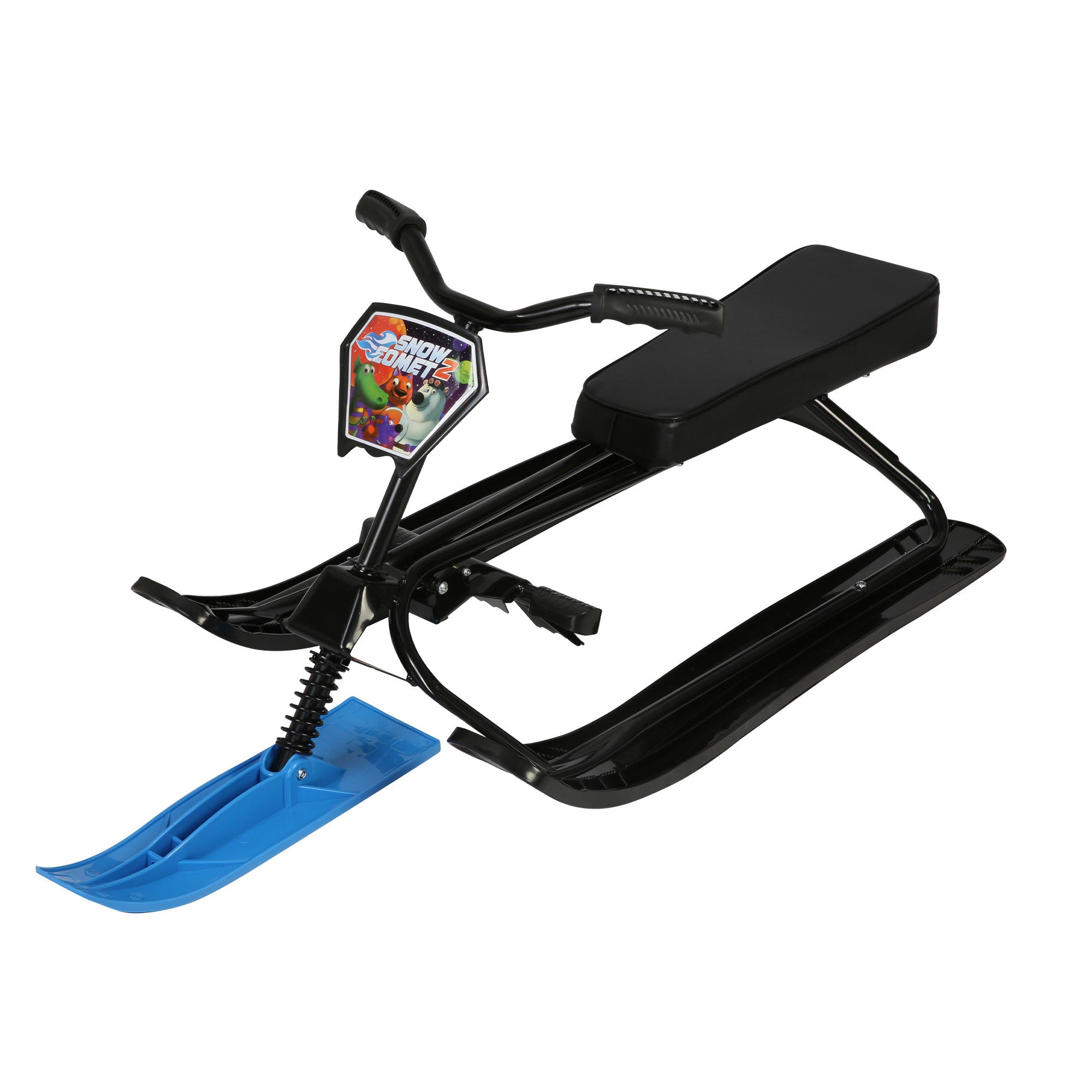 Snow Racer Sled Winter Sport Ski Sled Slider Board with Steering Wheel and Twin Brakes