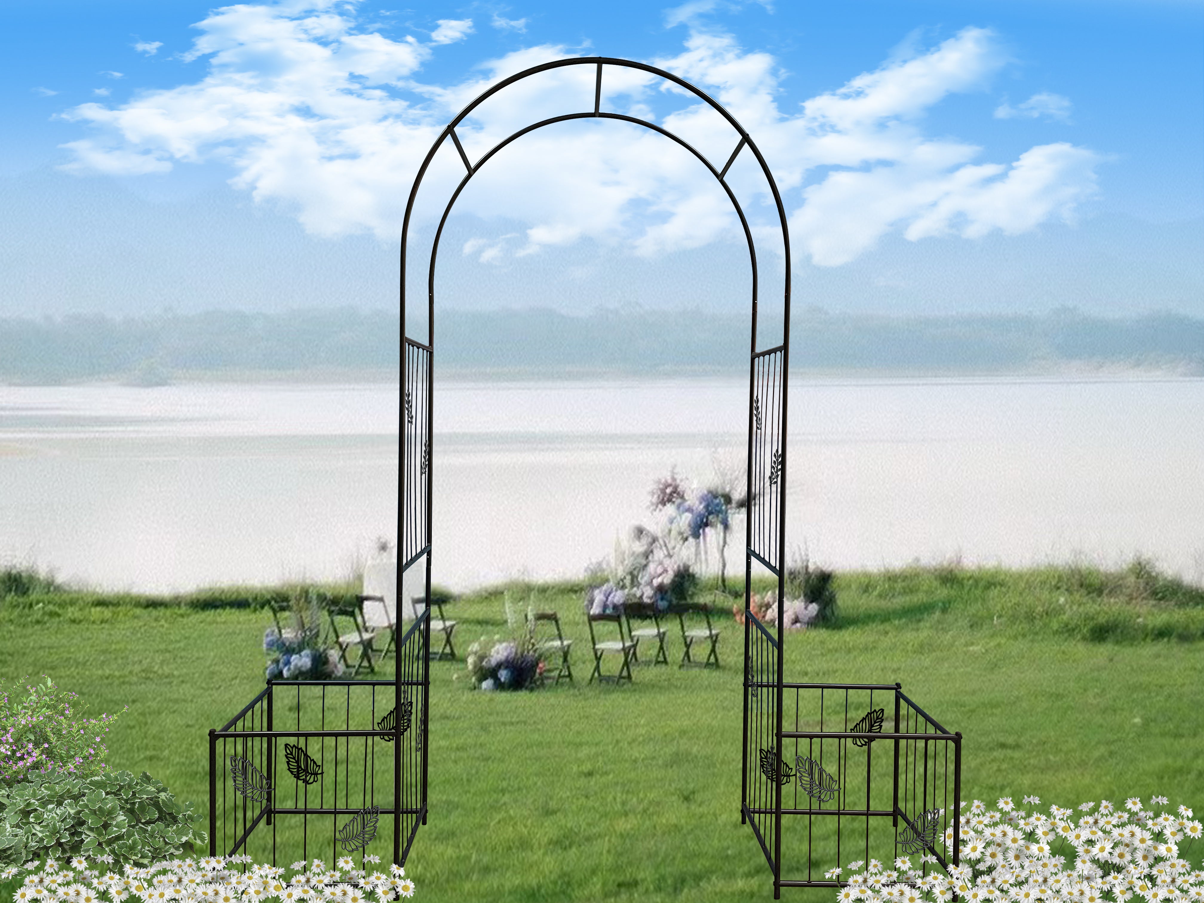 Metal Garden Arch Garden Arbor Trellis Climbing Plants Support Arch Outdoor Arch Wedding Arch Party Events Archway Black