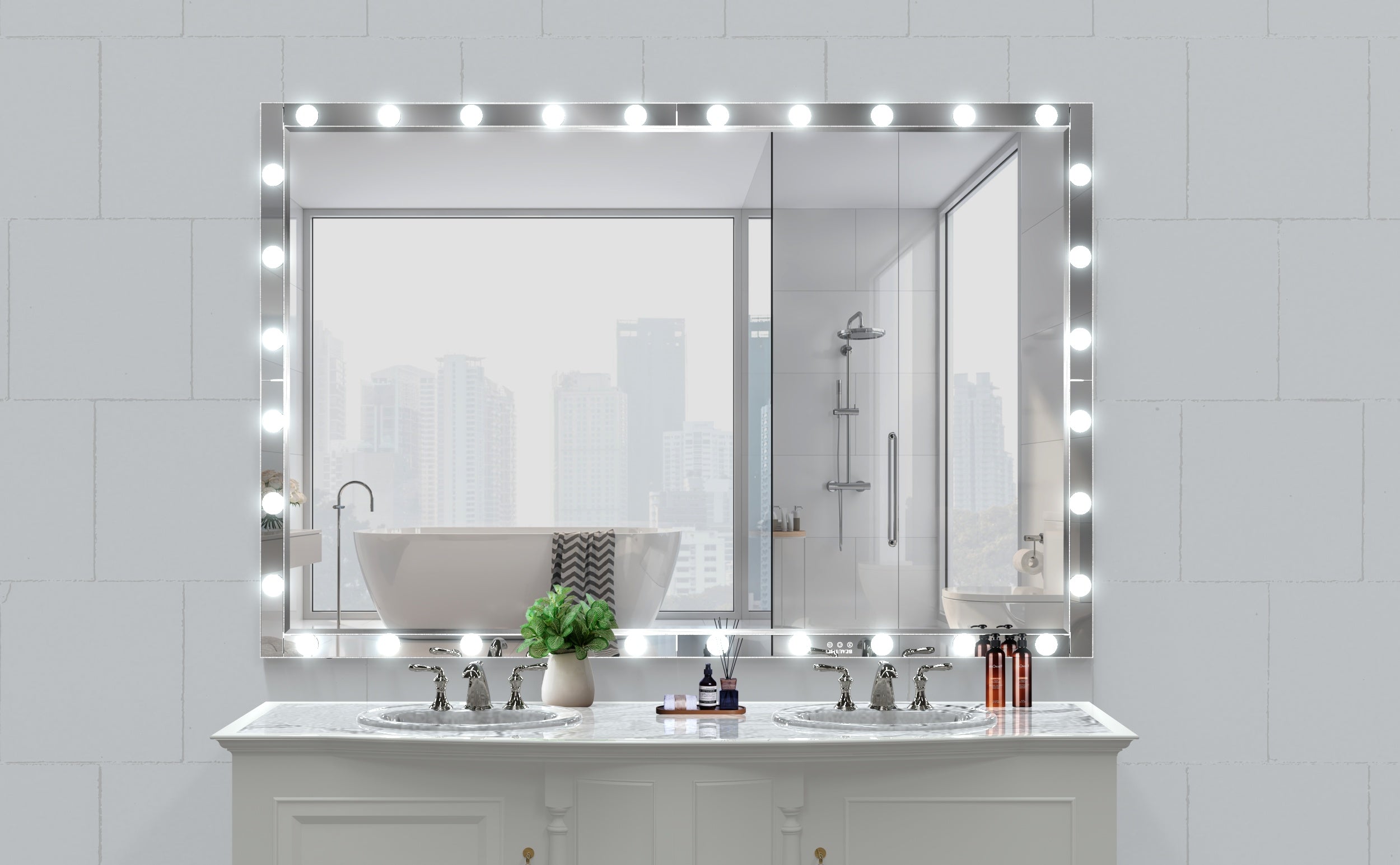 Hollywood LED Full Body Mirror with Lights Extra Large Full Length Vanity Mirror with 3 Color Mode Lights, Vertical Horizontal Hanging Aluminum Mirror for Dressing Rooms, Bedroom Silver, 72X48 inches