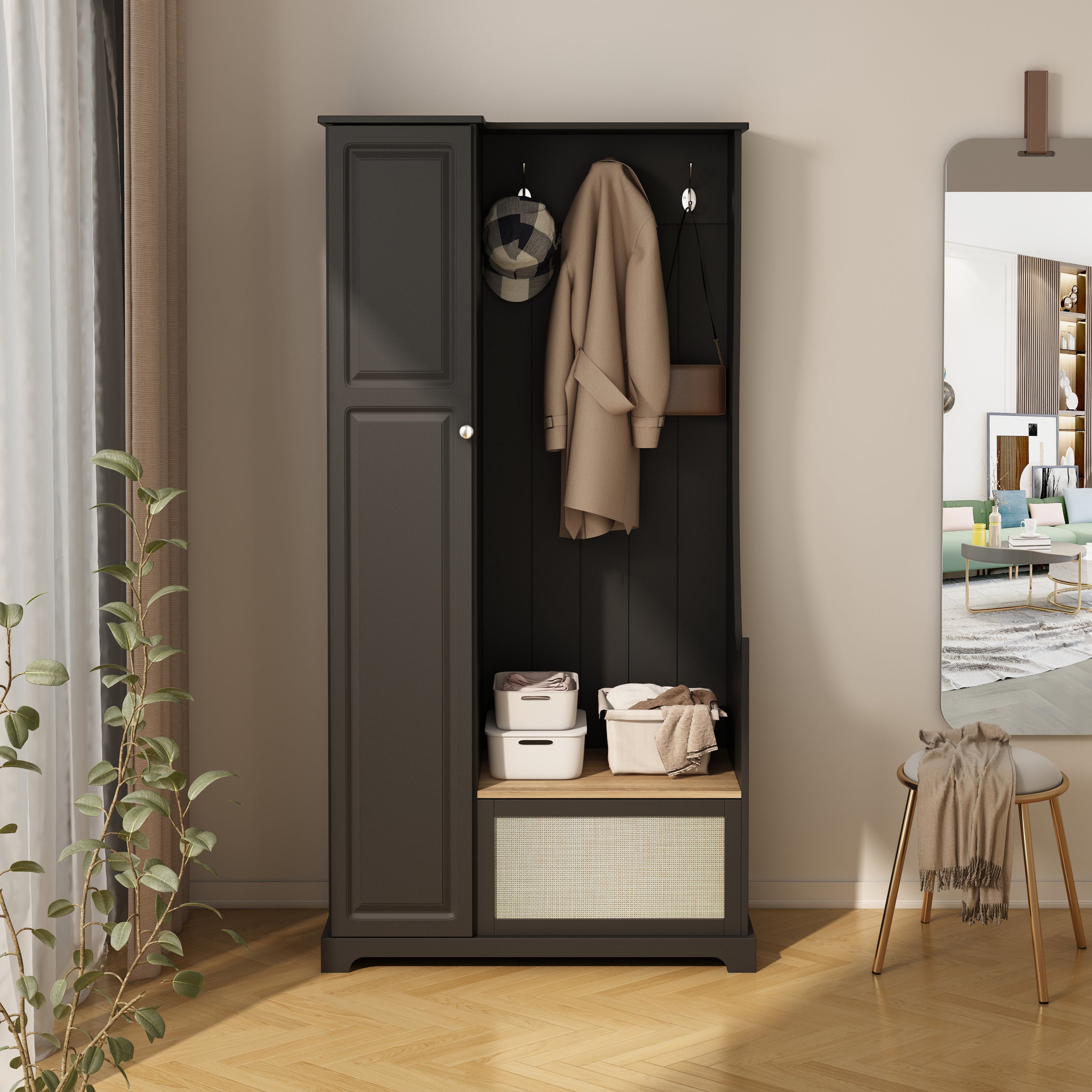 1 Door Closet, Suitable for Living Room, Entryway, Bedroom